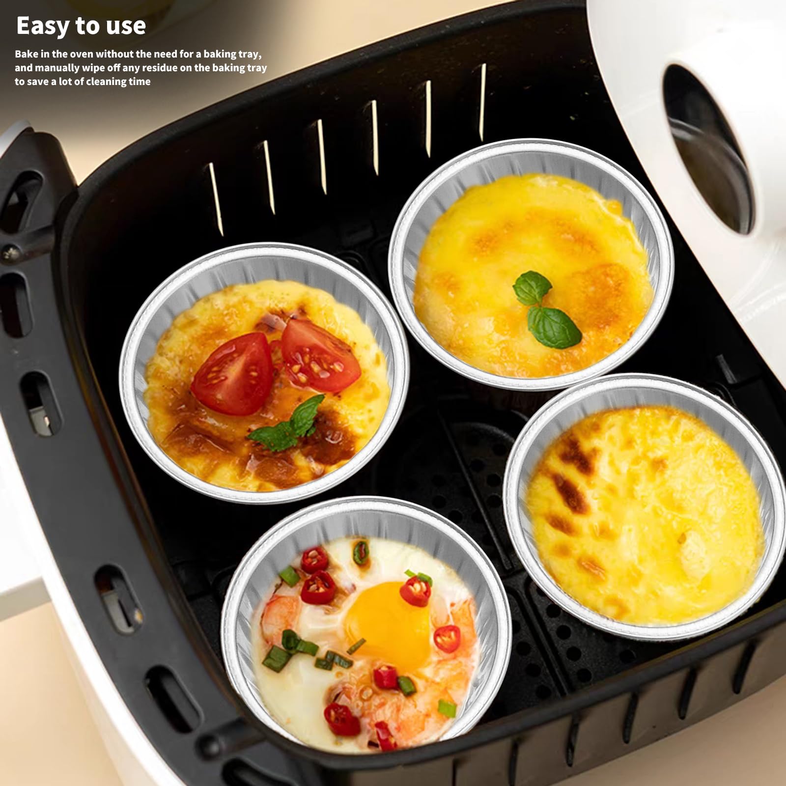 50 mini cupcakes de papel de aluminio, 5 onzas con tapas, mini moldes desechables para pasteles, moldes para pan con tapas, moldes desechables, recipientes de lata para cupcakes, pudín, magdalenas