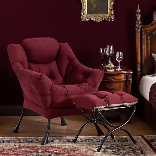 Miniatura 3 de Tiita - Sillón reclinable con otomana, grande, moderno, silla de ocio, de lectura, con reposapiés, para dormitorio, sala de estar, dormitorios,