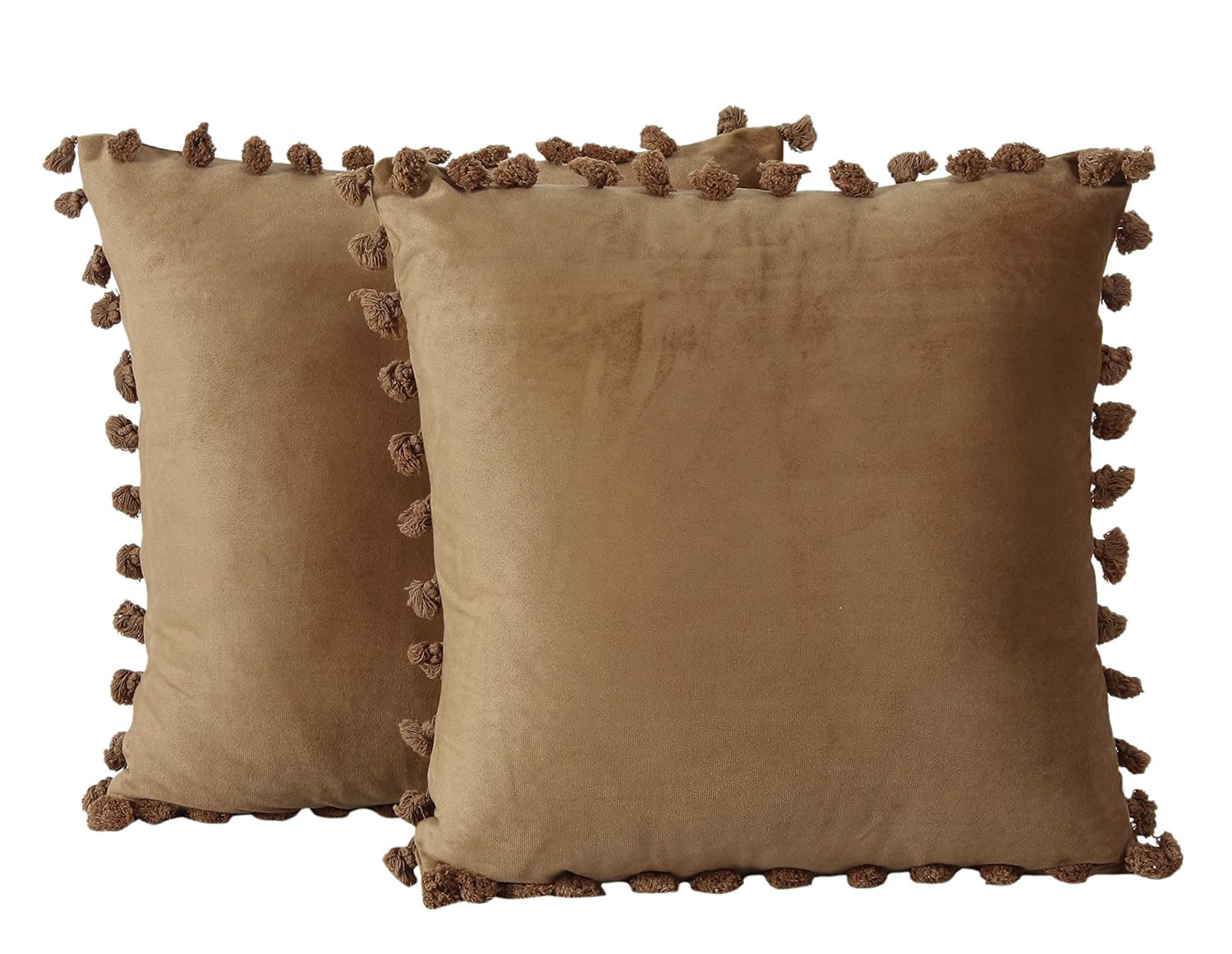 Juego de 5 fundas de cojín decorativas únicas de terciopelo, decoración marroquí para el hogar, 40,6 x 40,6 cm, marrón, 22 x 22 pulgadas