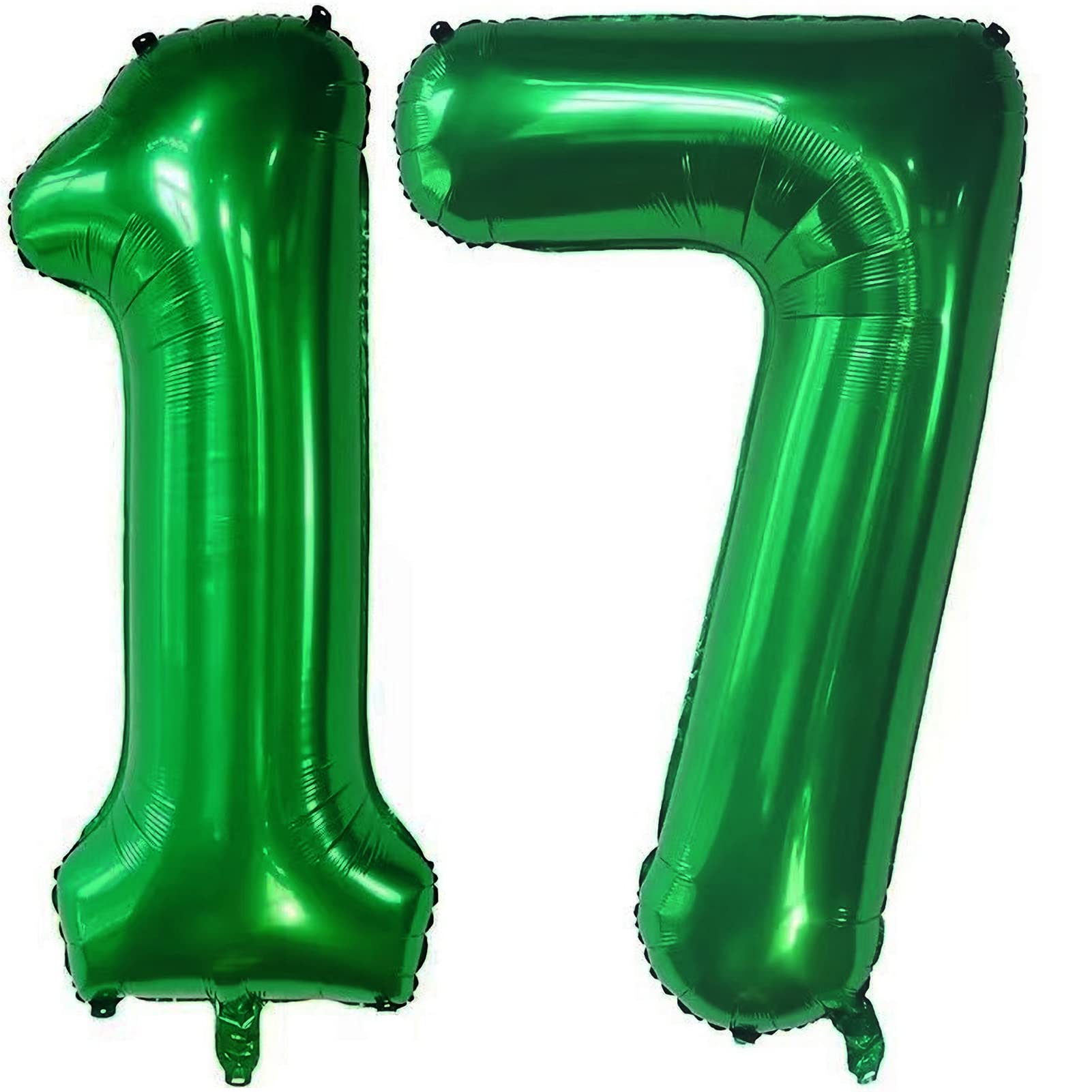 Number 17 Dark Green Balloons 40 Inch Giant Green 17 Numer Foil Helium Balloons for 17th Green Birthday Party Supplies 17th Anniversary Events Decorations