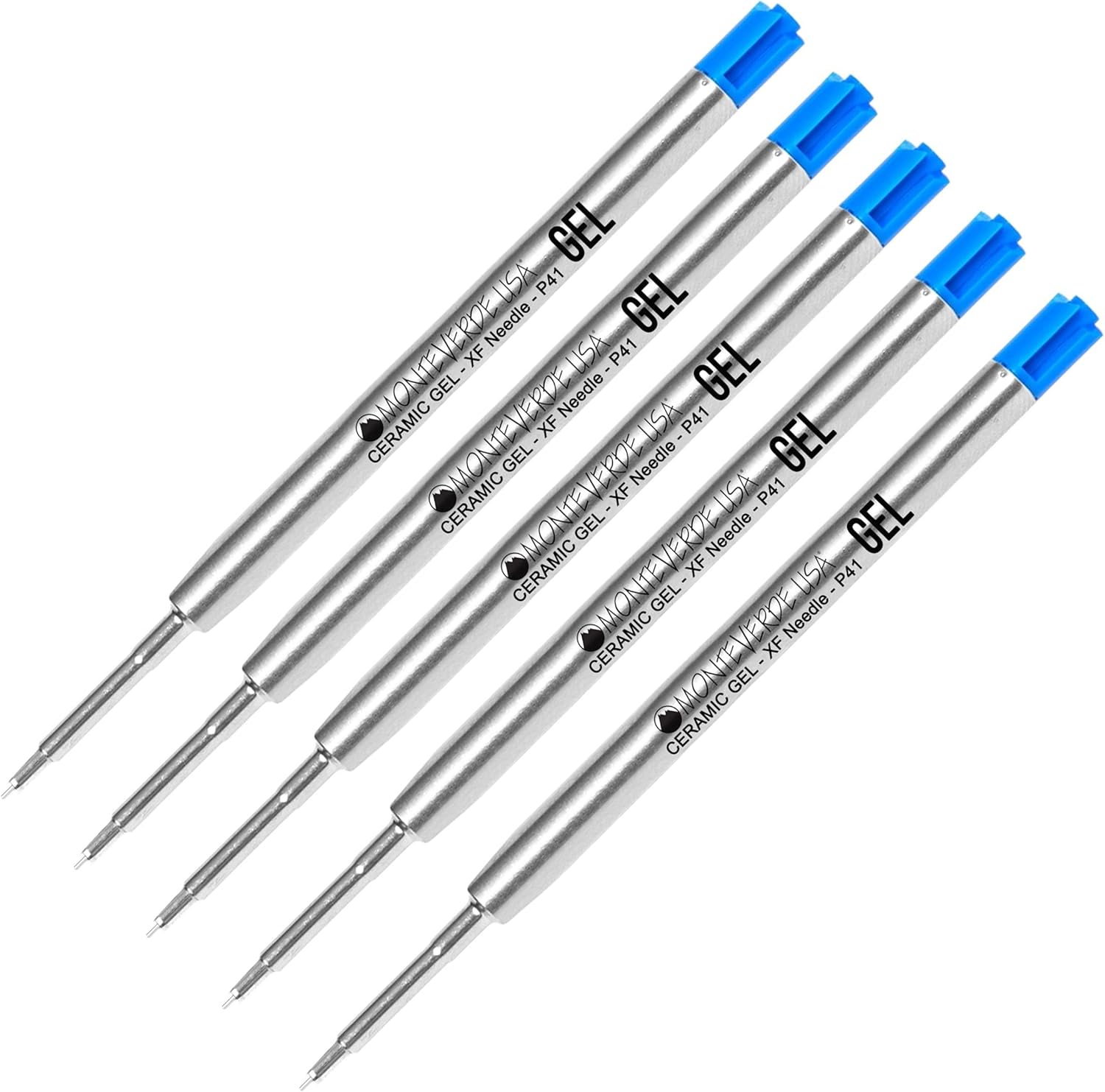 5 - Monteverde Capless Gel Ballpoint Refill to Fit Parker Ballpoint Pens, Needle Point, Extra-Fine (Bulk Packed) (Blue)
