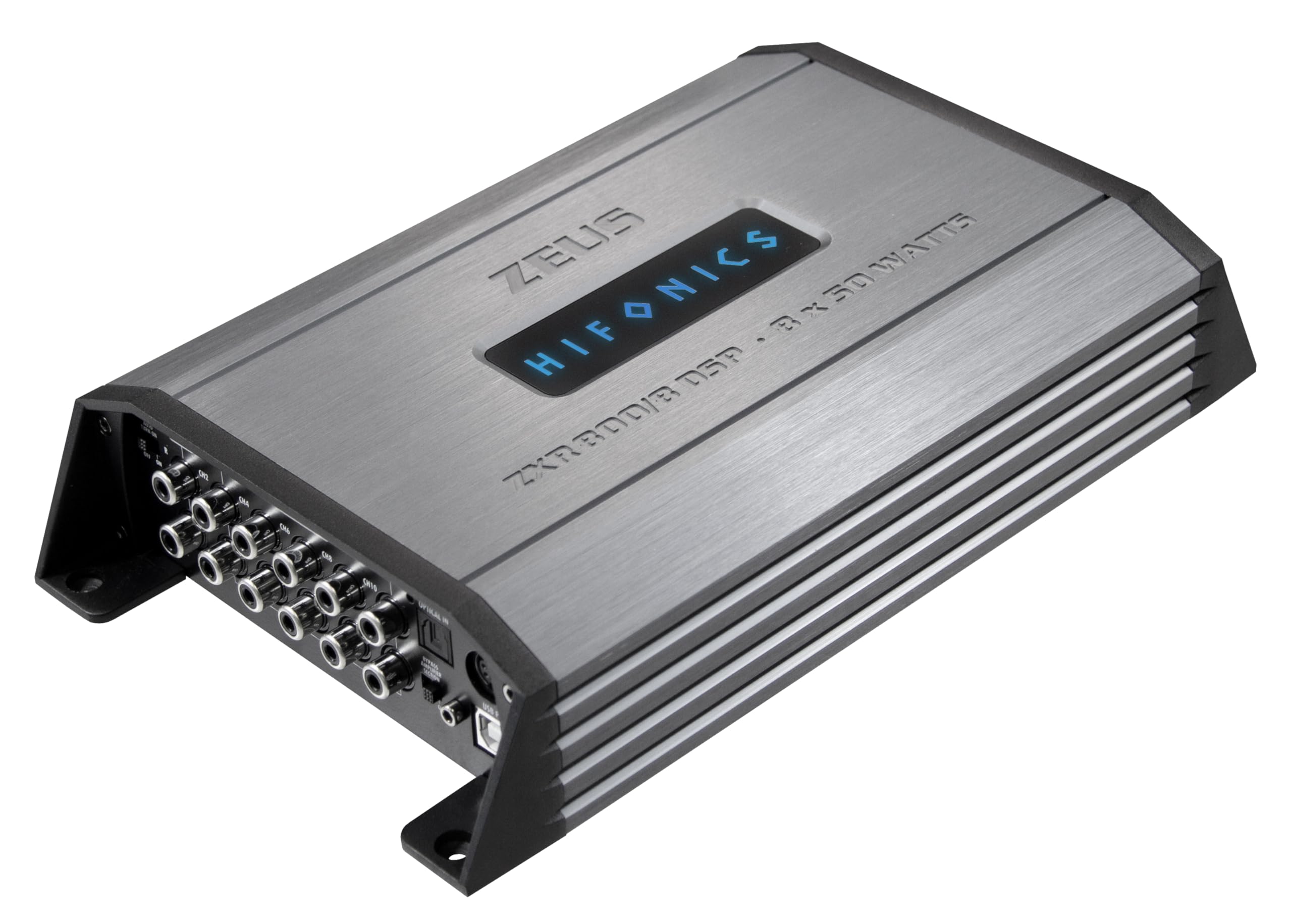 HiFonics ZXR800/8DSP 10-kanałowy wzmacniacz HiFi, 8-kanałowy wzmacniacz HiFi, Bluetooth 5.0, złącze MX-Connect, kompatybilny z adapterami Plug & Play do wielu typów pojazdów