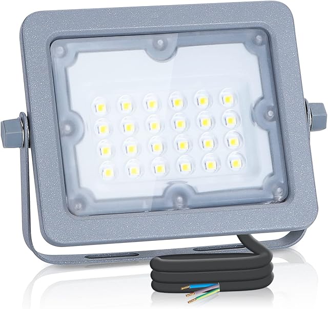 Aigostar 20W Led Floodlight Outdoor, 1800LM Security Lights Outdoor, 6500K Cold White Ultra-Bright Outdoor Spotlight IP65 Waterproof for Garage, Garden, Yard, Warehouse, Patio, Construction Site