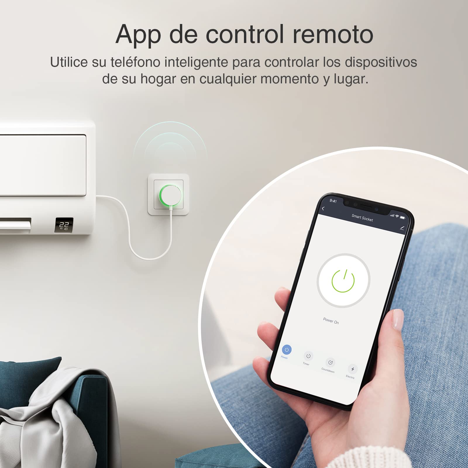 GHome Smart Gniazdko wtykowe z pomiarem prądu, mini gniazdko Wi-Fi, kompatybilne z Alexa/Google Home, pilot zdalnego sterowania aplikacją, sterowanie głosem, harmonogram, 10 A, tylko 2,4 GHz,