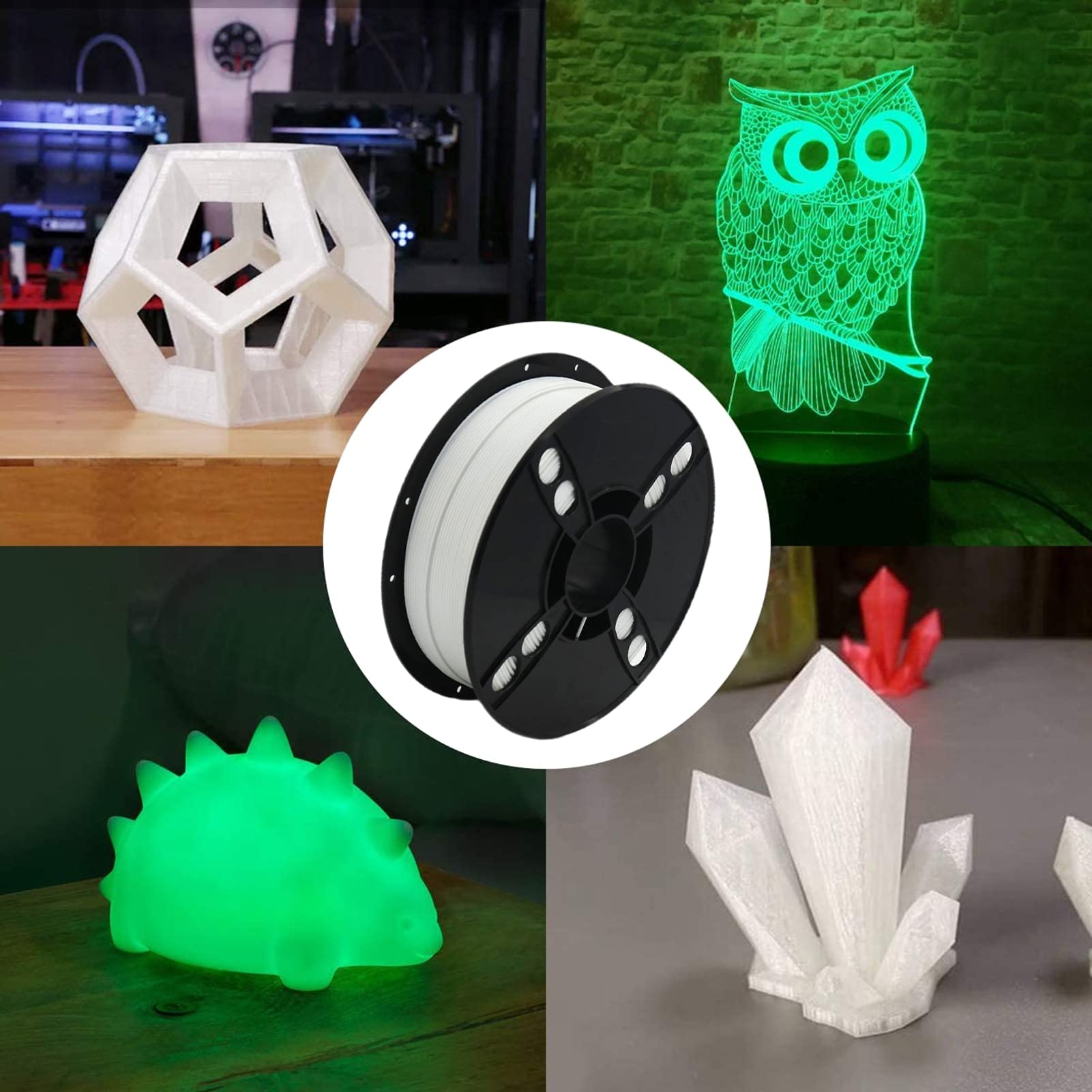Filament pour imprimante 3D, Précision dimensionnelle multicolore lumineuse du filament 1.75mm de PLA d'imprimante 3D ±0.02mm(Glowing Orange)