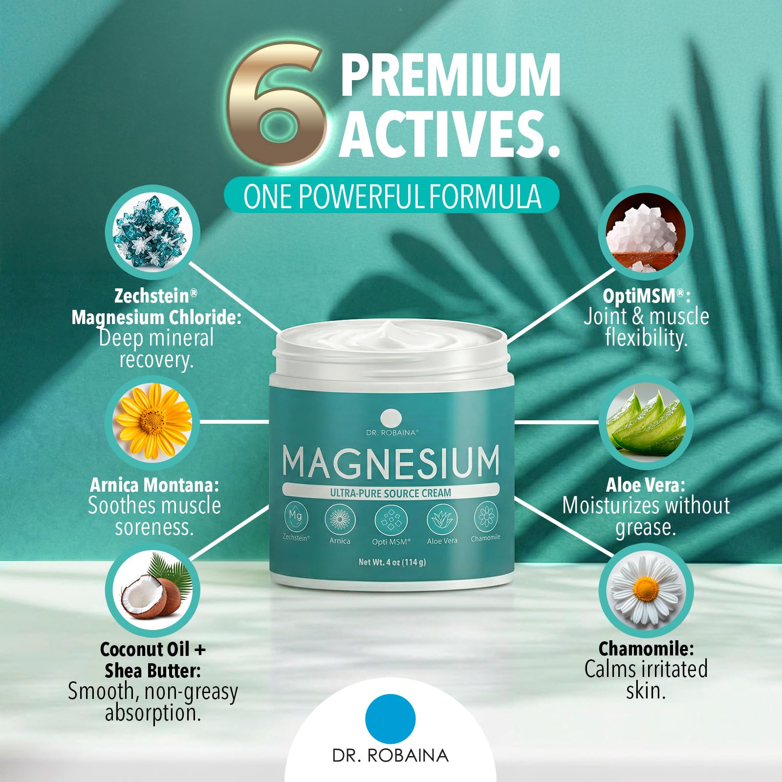 Dr. Robaina Magnesium Cream – Zechstein Magnesium Chloride with Arnica & OptiMSM for Post-Workout Muscle Comfort & Daily Wellness, 4 oz — Amazon image 3