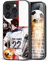 Vista 12 de Fundas personalizadas con nombre y número de fútbol para iPhone 11, 12, 13, 14, 15, 16, 17, 16 Pro Max Plus Mini, Samsung Galaxy Note10 Note20 S8 9