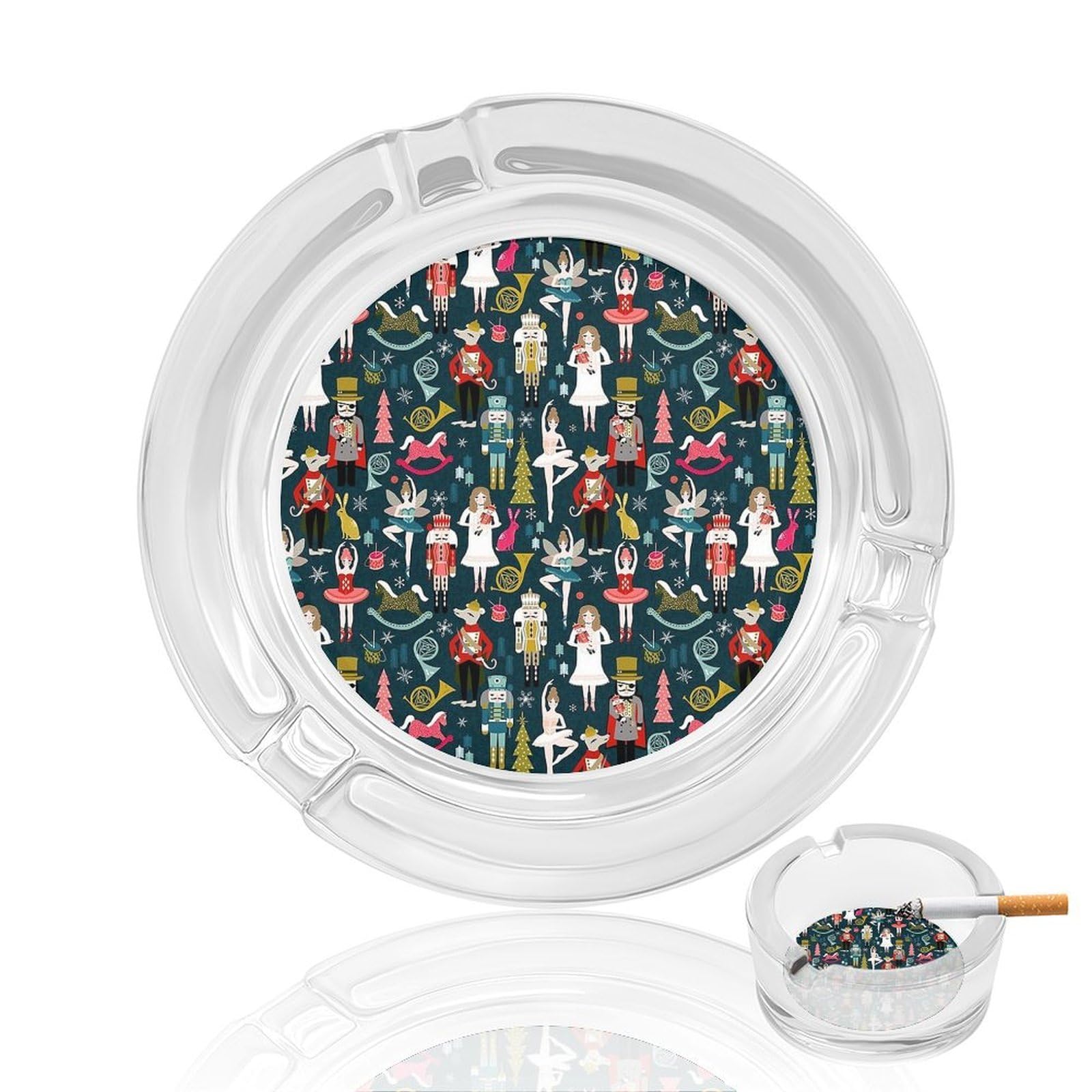 Nclqvjxzkhw Style Nutcracker Ballet Glass Ashtray Round Ash Tray Smoking Trays For Home Garden Outdoor