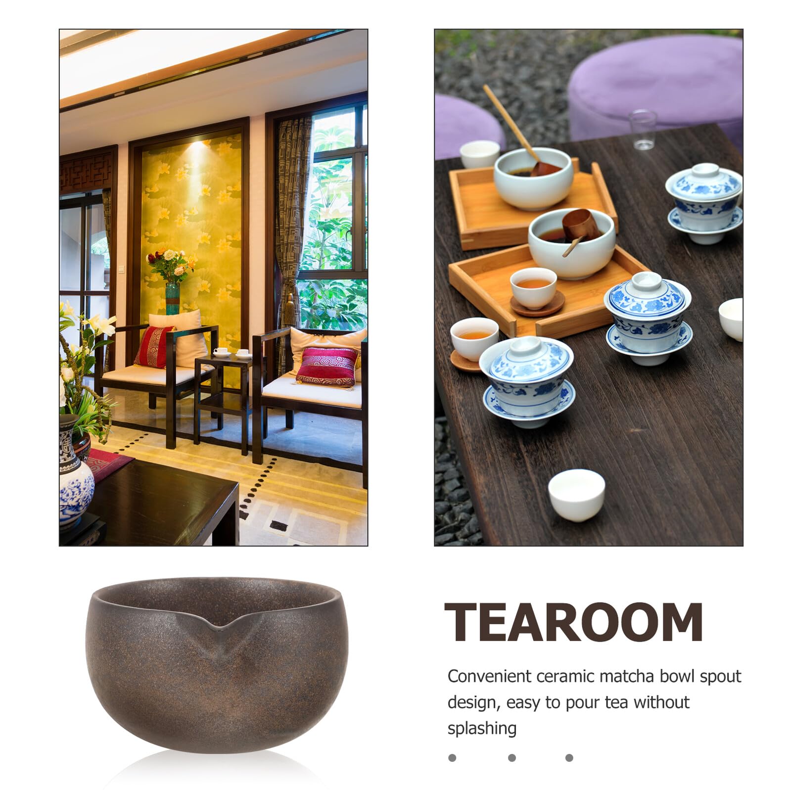 Ipetboom Ciotola in Ceramica per Matcha con Beccuccio, Tazza da Tè Giapponese Tradizionale per Cerimonia del Tè, Ciotola Matcha Artigianale per Degustazione e Rituale Giapponese