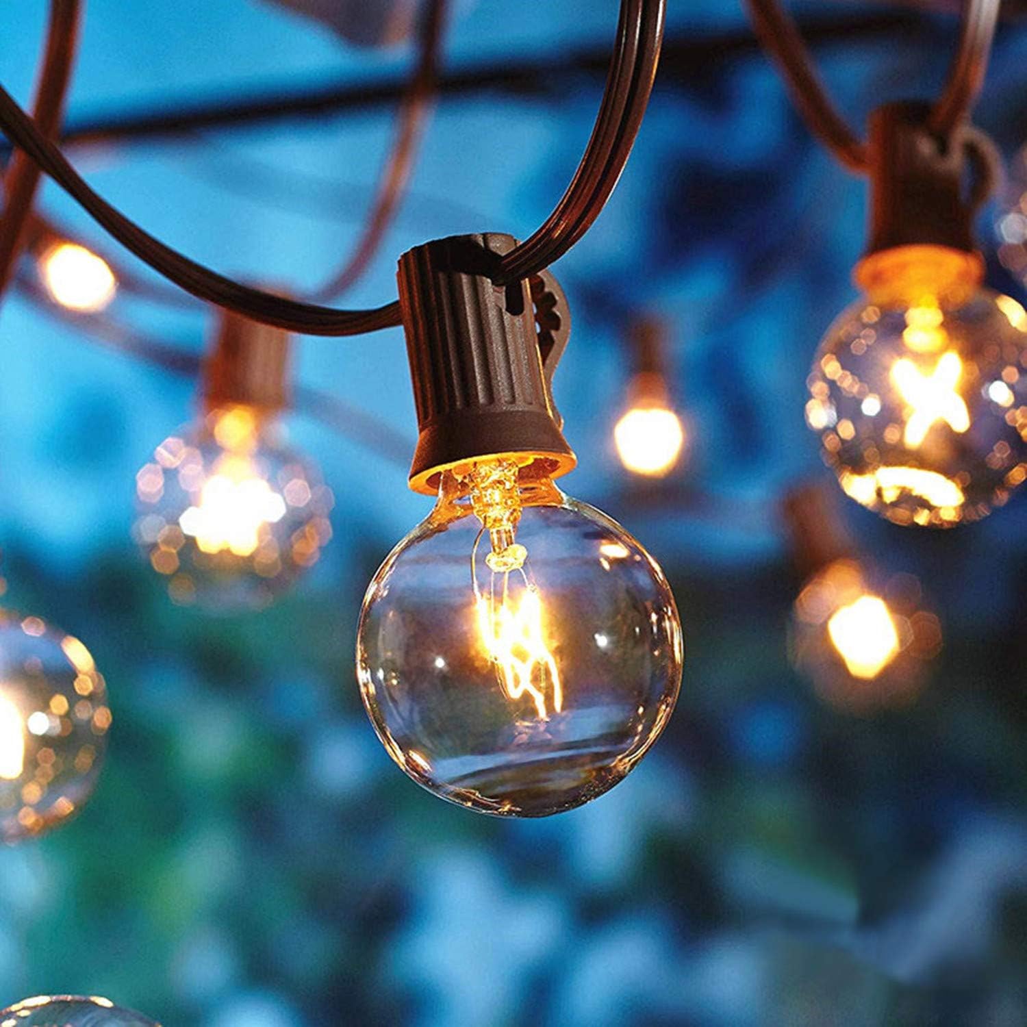 JMEXSUSS Outdoor String Lights 25ft G40 Patio Globe Lights with Edison Glass Bulbs, Waterproof Connectable Balcony Lights UL Listed Commercial Grade for Hanging Party Backyard Porch Decor, Black: Home & Kitchen