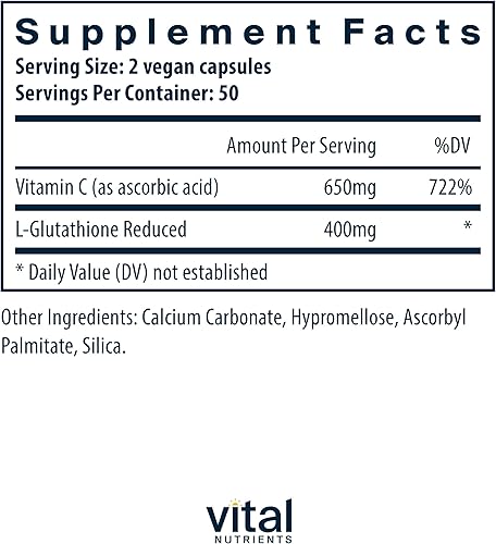 Miniatura 2 de Vital Nutrients Glutatión liposomal 400 mg  Suplemento antioxidante vegano para promover la salud del hígado y la desintoxicación hepática*  Sin