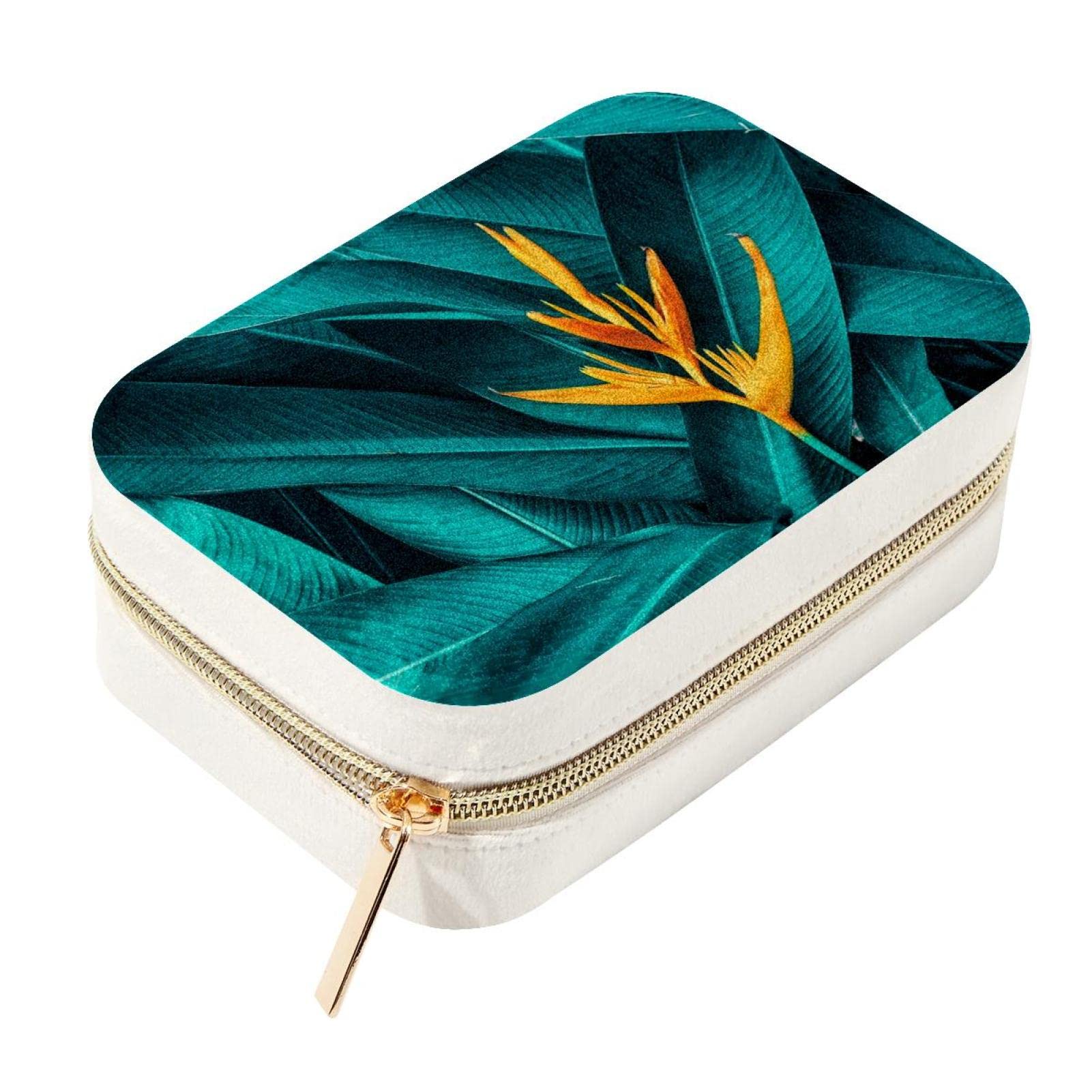 Boîte à bijoux en velours feuillage tropical, un écrin précieux et portable pour vos bagues