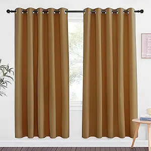 NICETOWN Gold Brown Blackout Curtains for Bedroom 72 Inches Long, Thermal Insulated Room Darkening Grommet Window Curtains for Living Room Nursery, 66 inch x 72 inche, 1 Panel