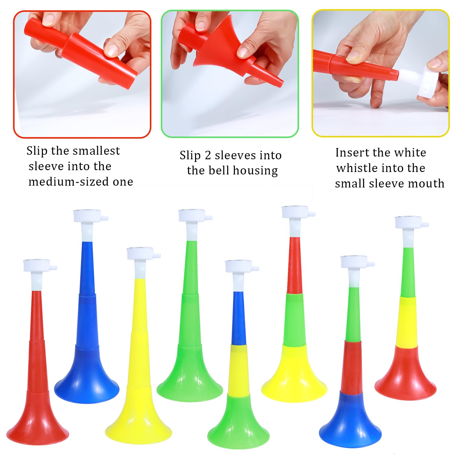 YiliYa 4 Pcs Vuvuzela Trompette Fanfare Cheerleading Corne Krachmacher Plastique Stade Match Football