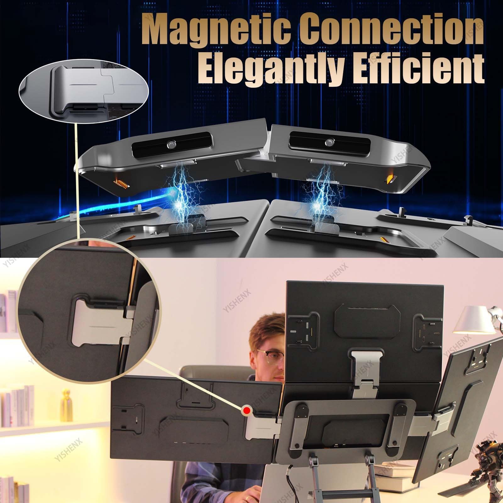 Estensore Portatile per Laptop Con Quattro Schermi, Pannello Ips Da 18,5" | 1080p, Contrasto 1000:1, Compatibile Con Ios/Android/Windows/Macos, Per Presentazioni Ai Clienti E Montaggio Video
