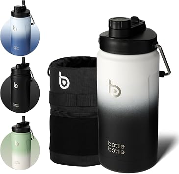 BOTTLE BOTTLE Jug, 67.6 fl oz 2,000 ml, Water Bottle, Hot & Cold Insulated, Vacuum Insulated, Large Capacity, Double Stainless Steel Bottle, Leak Proof with Cover, White Black