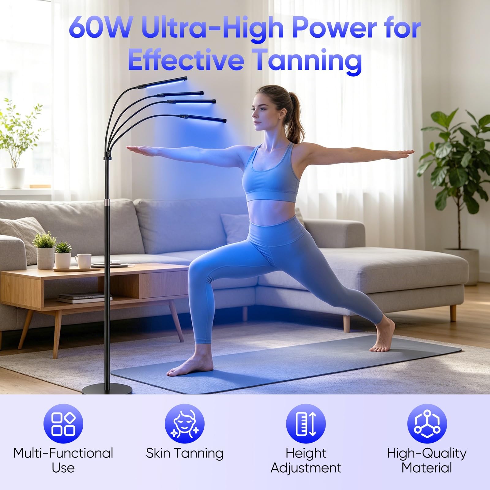 Bräunungslampe 60W Solarium für Zuhause Ganzkörper & Gesichtsbräuner