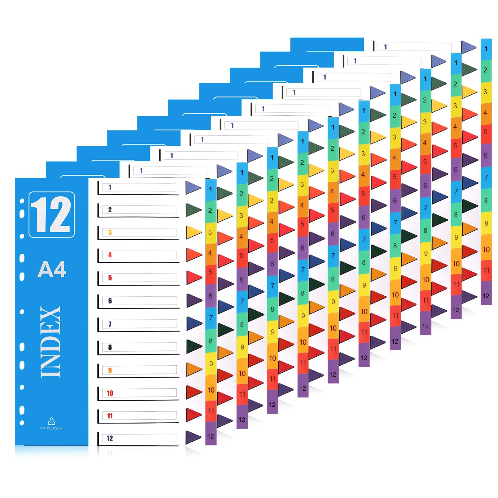 Newthinking File Dividers A4, 1-31 Part Multi-Colour Folder Subject Index Plastic Dividers with 11-Holes for A4 Lever Arch Files Binders, 5 Pack