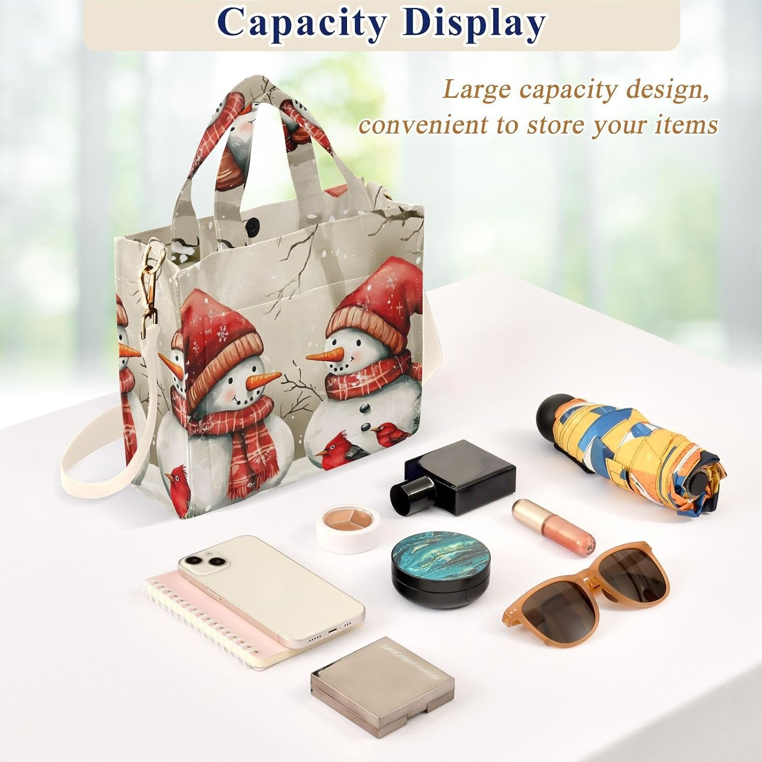 Tote Bag Snowman Christmas Cute for Women - Large Cool Corduroy Crossbody Bags for Daily Use S