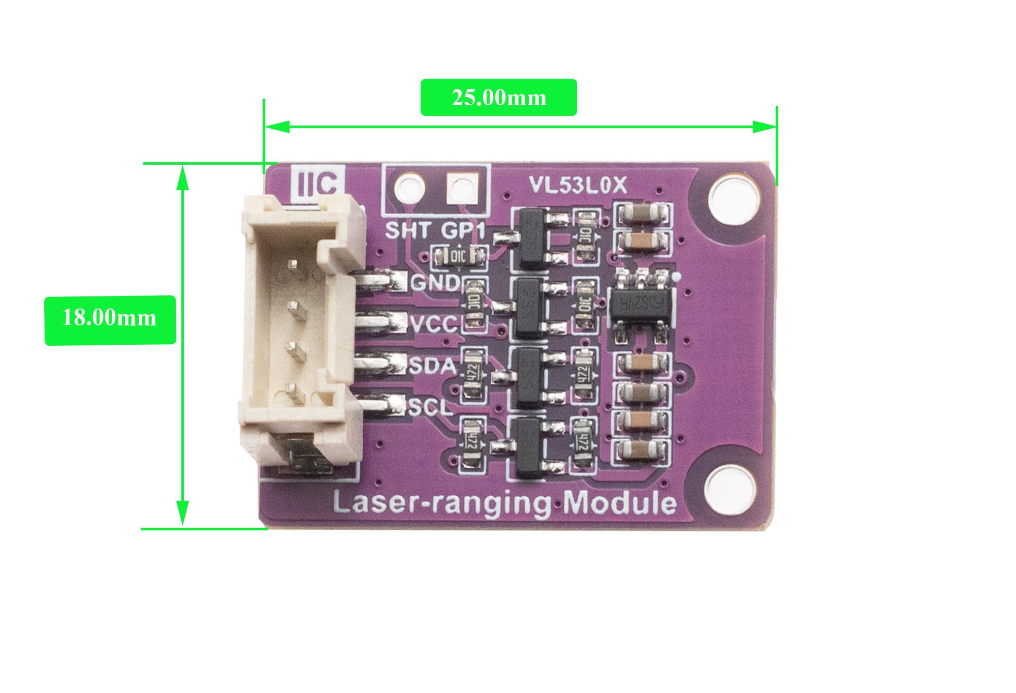 VL53l0X Modulo di Distanza del Sensore Laser per Raspberry Pi Adui STM32 ToF Time Flight Distance Measurement Detector Modulo Interfaccia I2C Misura precisa fino a 2 m