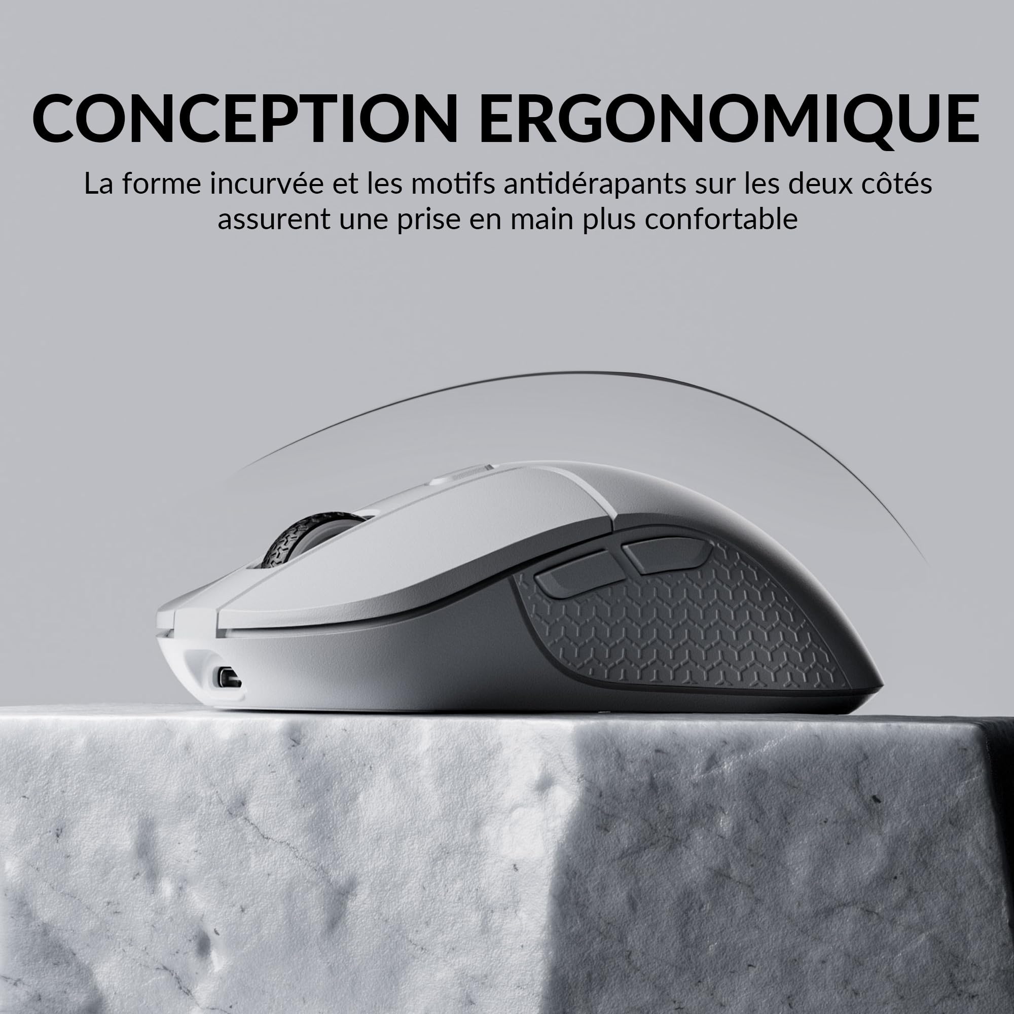 Keychron M3 Souris sans Fil Programmable, 2,4 GHz/Bluetooth 5.1/USB-C Connexion, 26 000 PPP, Capteur PAW3395, LED RVB, Durée 70 Heures, 79 g Souris Gamer pour PC, Mac, Ordinateur Portable - Blanche