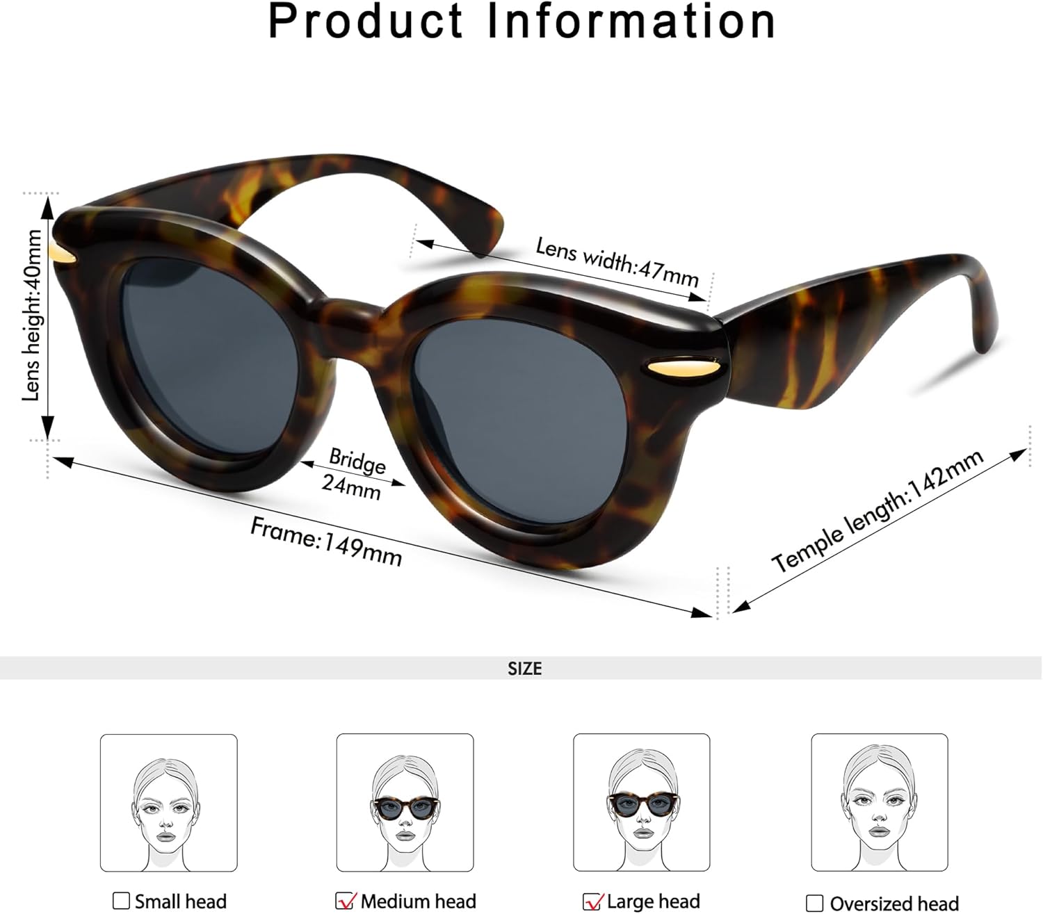 Cute Round Sunglasses for Women Men Trendy Chunky Thick Inflated Shades AP3695 - Image 4