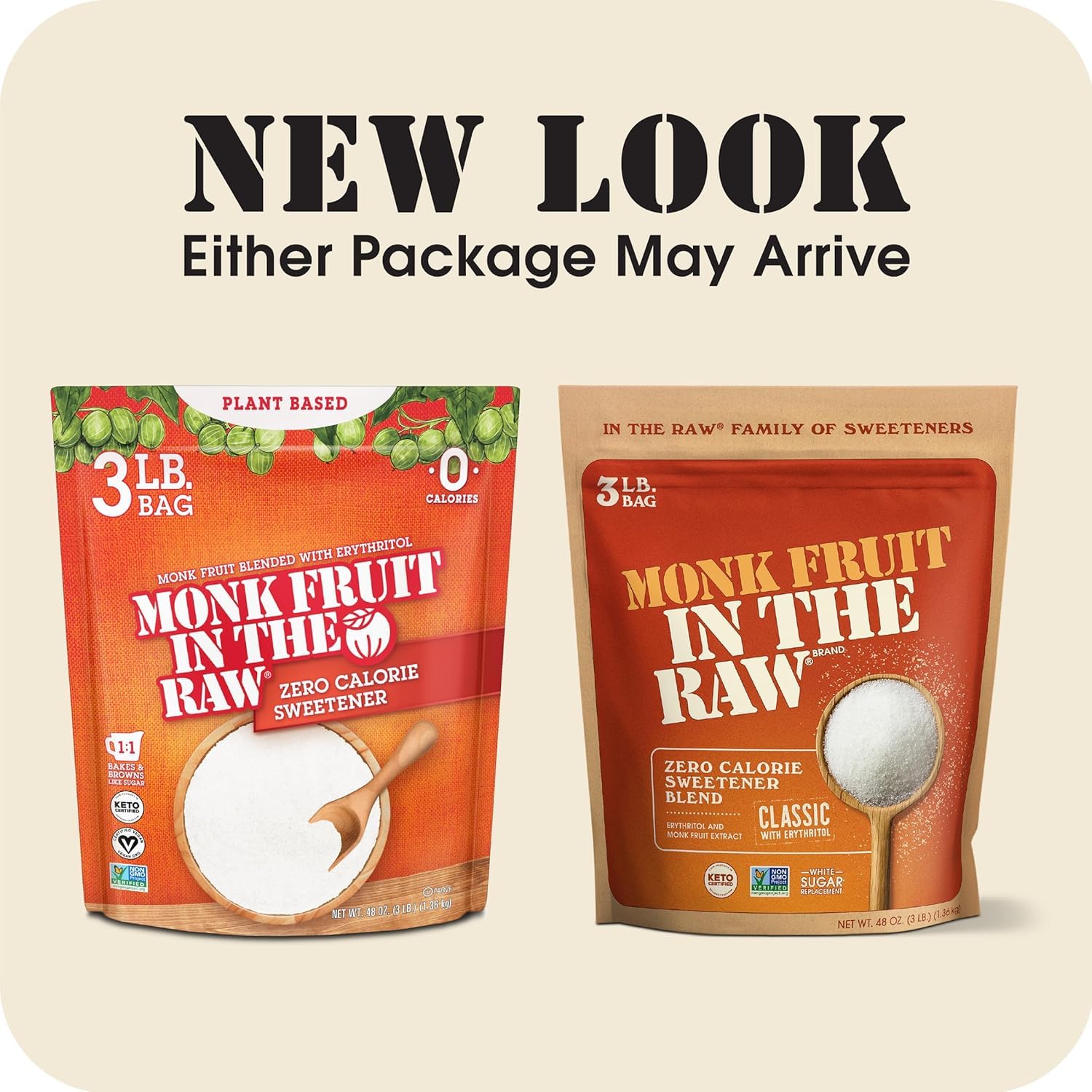 MONK FRUIT IN THE RAW, 48 oz Baker's Bag, Pack of 1, Natural Monk Fruit Sweetener w/Erythritol, Sugar-Free