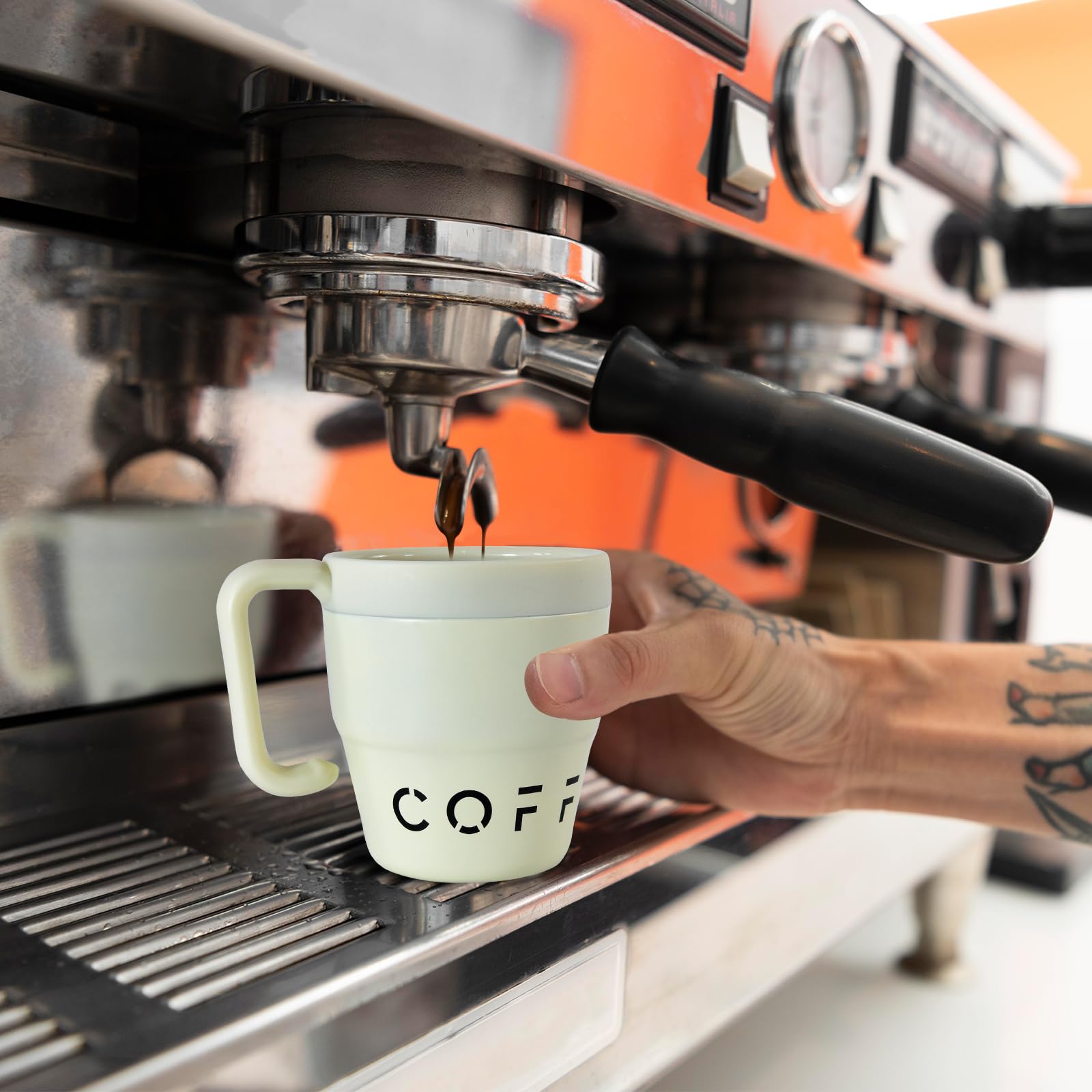 Taza de café aislada con asa, bonita taza de viaje de 14 onzas, vaso de café de acero inoxidable al vacío, taza de hielo para mantener las bebidas calientes o frías para camping, oficina y regalos de