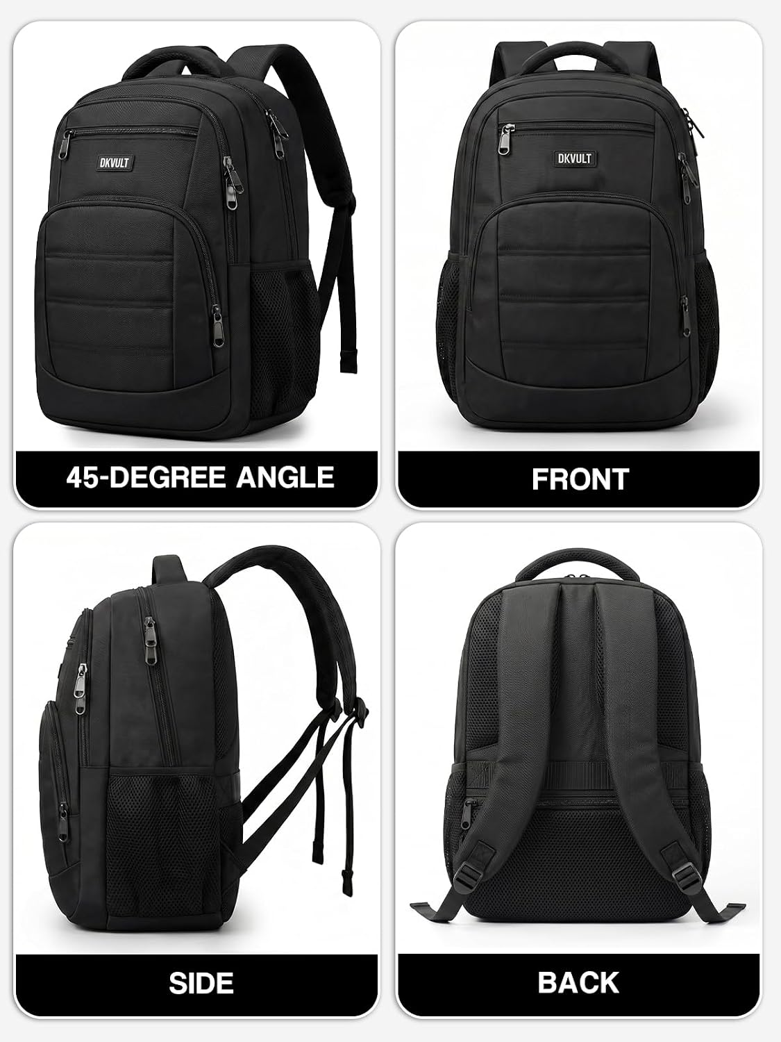 Black Backpack for Men, School Backpacks for Teen Boys, Travel Laptop Backpack Fits 15.6 Inch Notebook with Reinforced Straps, Anti-Theft, Water-Resistant Multiple, Pockets