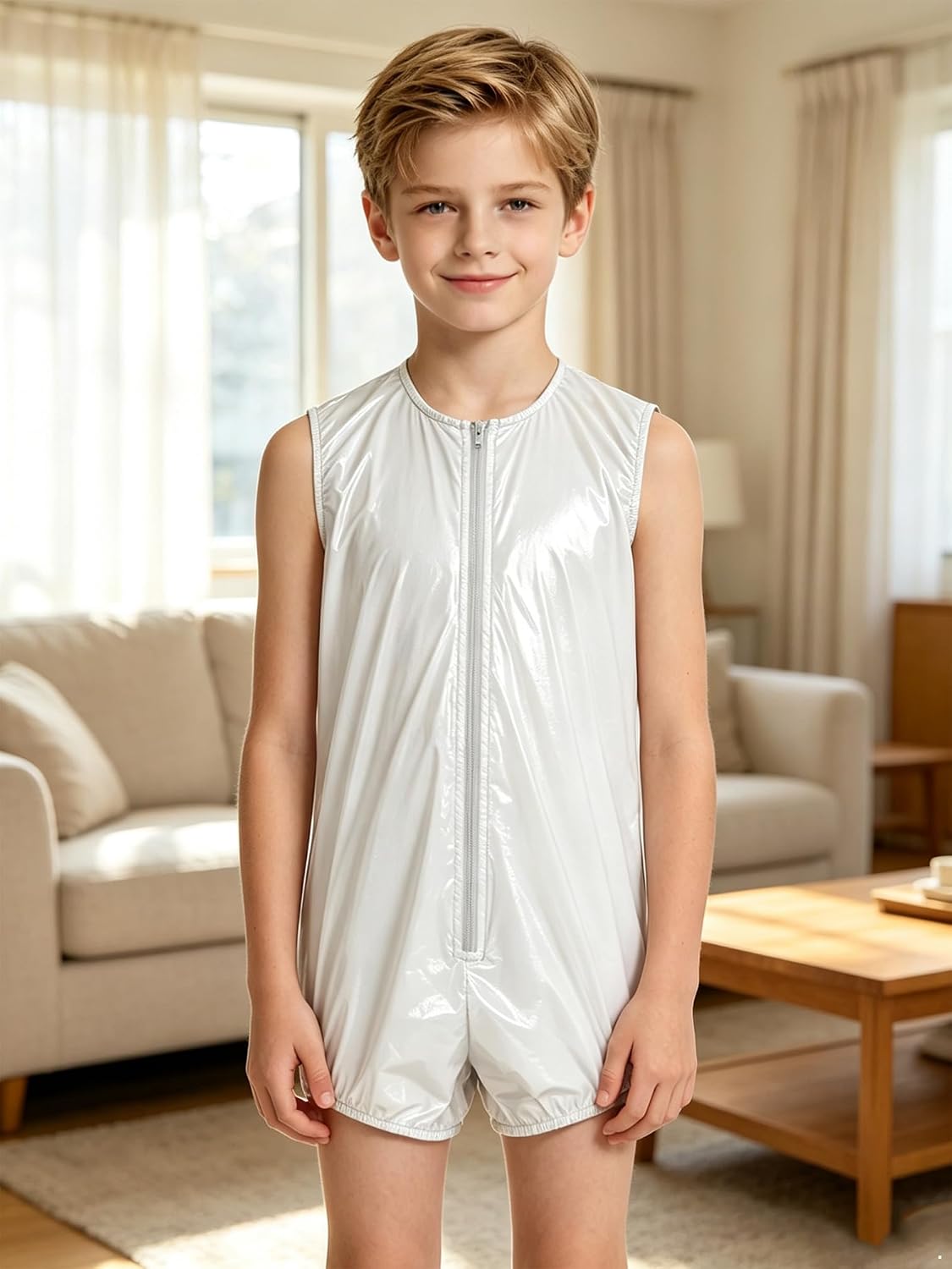 iiniim Girls Waterproof Bodysuit Functional Wear for Pool | Protection Garment,for Casual Use,Play Ground,Front Zipper,Shiny,Waterproof,Anti Strip,Diaper Cover Jumpsuit,Everyday Use