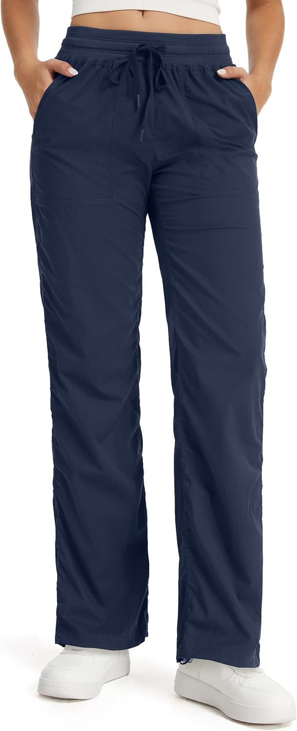 Petite Women's 26"/28" Inseam Lightweight Dance Studio Pants Ruched Travel Athletic Workout Joggers