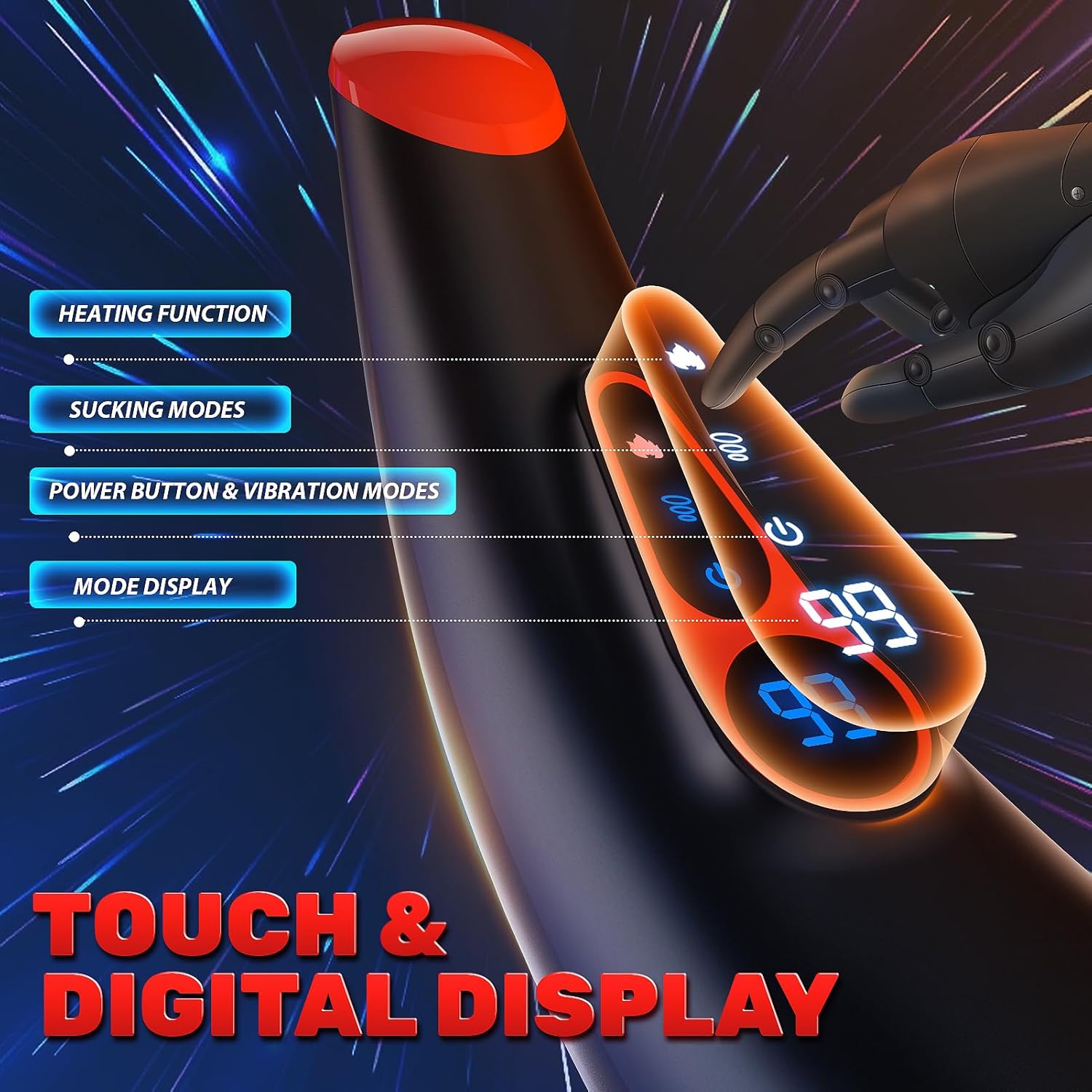 Sex Toys for Men Male Masturbator - APP Control Adult Toys Male Masturbators Penis Pump with 9 Sucking & 9 Vibrating, 3D Textured Sleeve Heating Blowjob Mens Sex Toy, LCD Display Pocket Pussy for Men Red&black