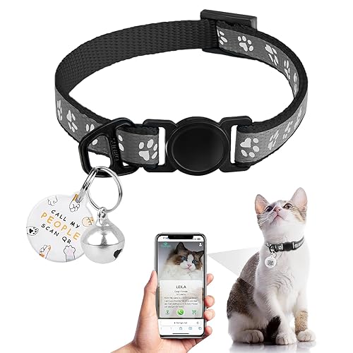 Cat Collar Breakaway with QR Code Name Tag, Reflective Kitten
