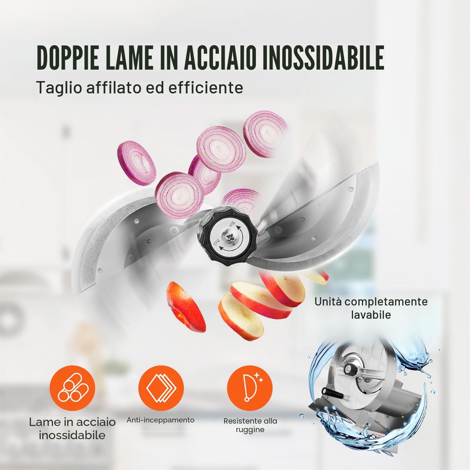 VEVOR Affettatrice Manuale per Frutta e Verdura, Affettatrice Commerciale Spessore 0-0,5"/0-12 mm, Affettatrice per Alimenti in Acciaio Inox per Patate, Cetrioli, Limone, Pomodoro