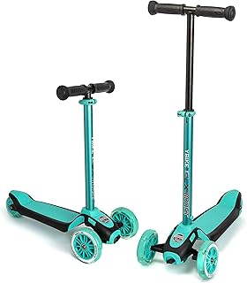 YBIKE GLX Boost Scooter with Adjustable Steering and Handlebar Height for Kids Ages 2-13, Teal