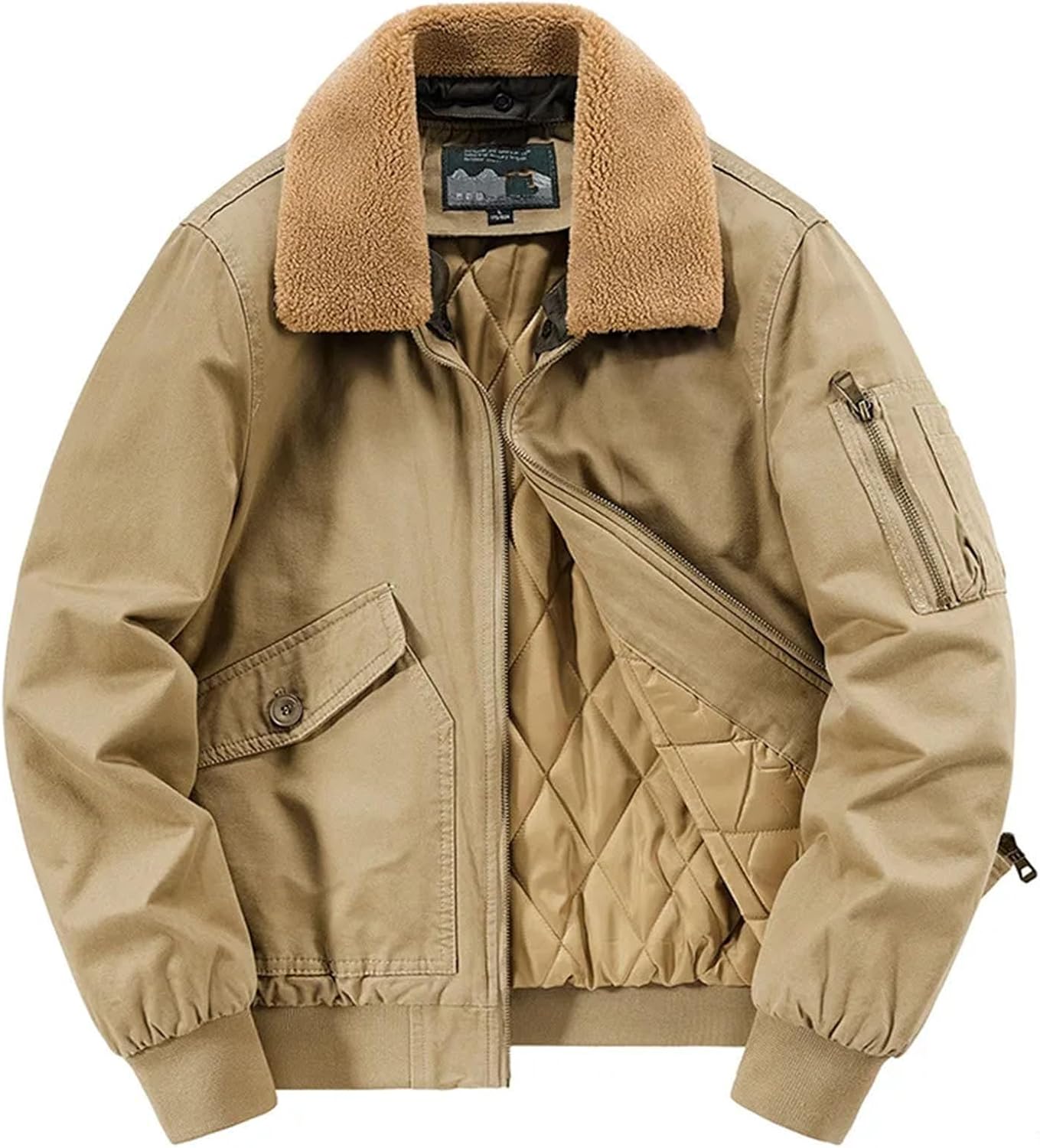 Mens Fashion Winter Fleece Jackets Cotton Thicker Warm Parkas Cargo Jackets Multi-pockets Coats