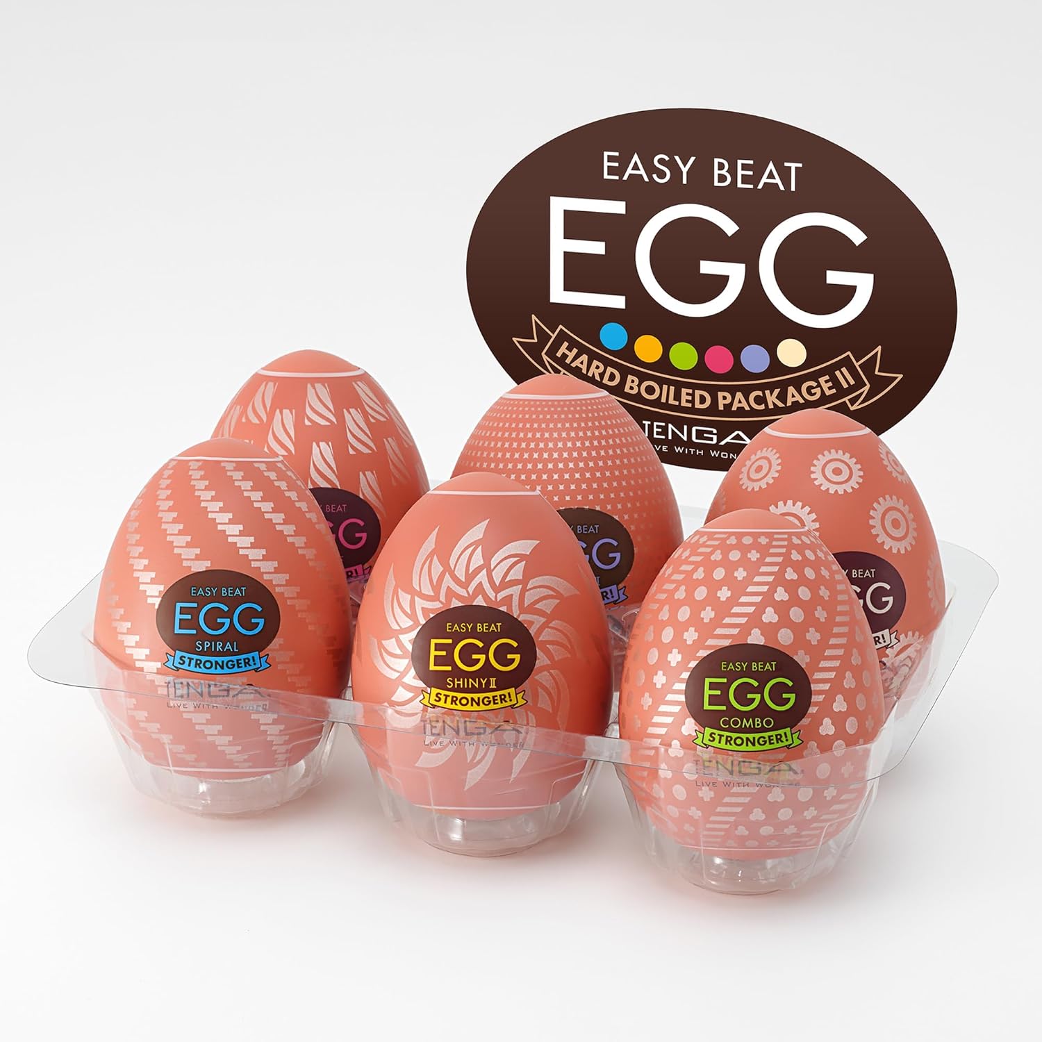 TENGA |Easy Beat Egg| Male Masturbator Sleeves Adult Sex Toys for Men-Variety Pack of 6-Disposable- Extremely Stretchable 05-Hard Boiled |No.1 Japanese Brand|