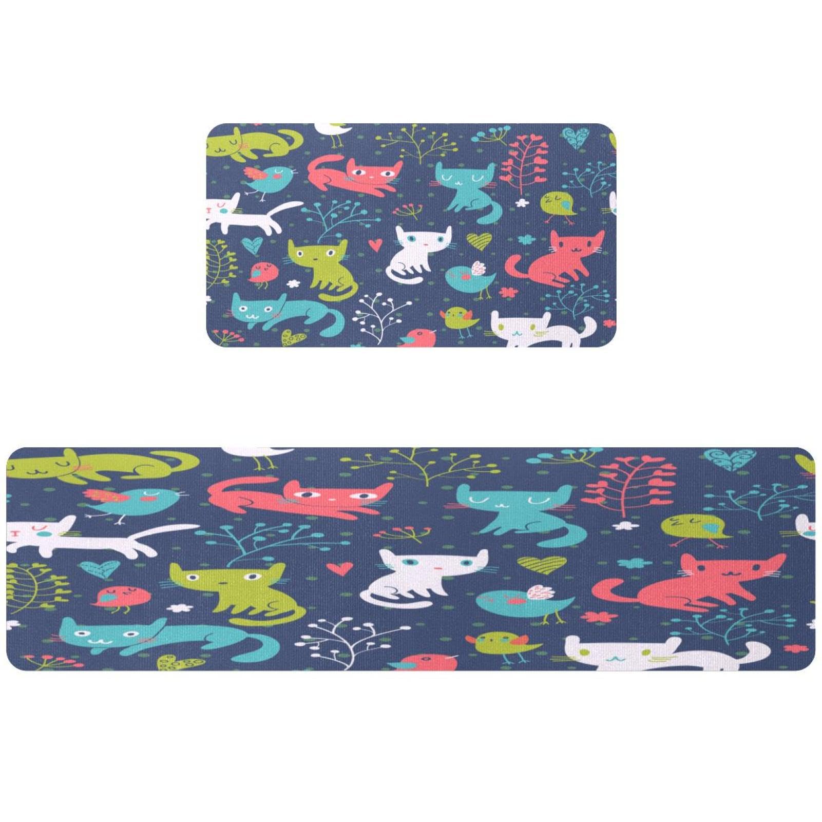 Tapete de cocina de 2 piezas VAPOKF con diseño de gatos lavable y antideslizante