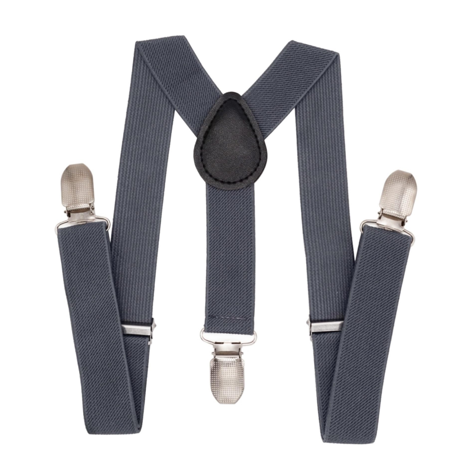 Wannge Boys Dark Grey Child Kids Suspenders - 1" Adjustable Y-Back Suspender For & Girls