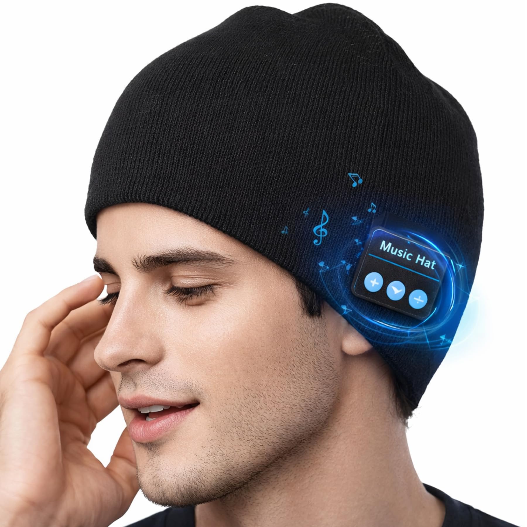 Gifts for Man Bluetooth Beanie Warm Music Hat, Secret Santa Gifts, Built-in Speaker Christmas Tech Gifts for Men Dad Husband Boyfriend Teens Women Outdoor Sports Running Hiking Dark Grey