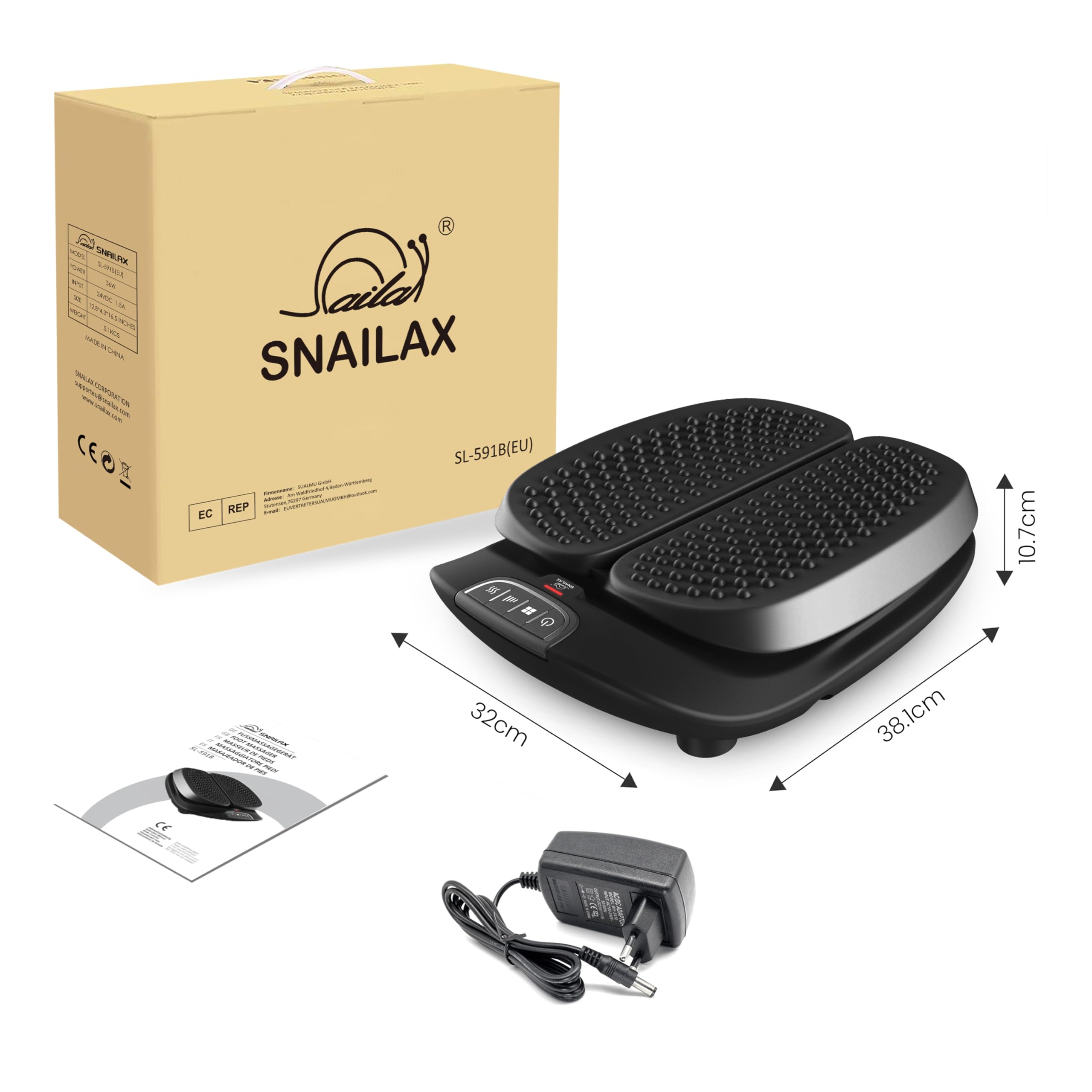 Snailax Fußmassagegerät mit Vibration und Wärme, elektrische Fußmassagegerät mit Fernbedienung, Massagegerät für Fußmassage Schwarz, Geschenke