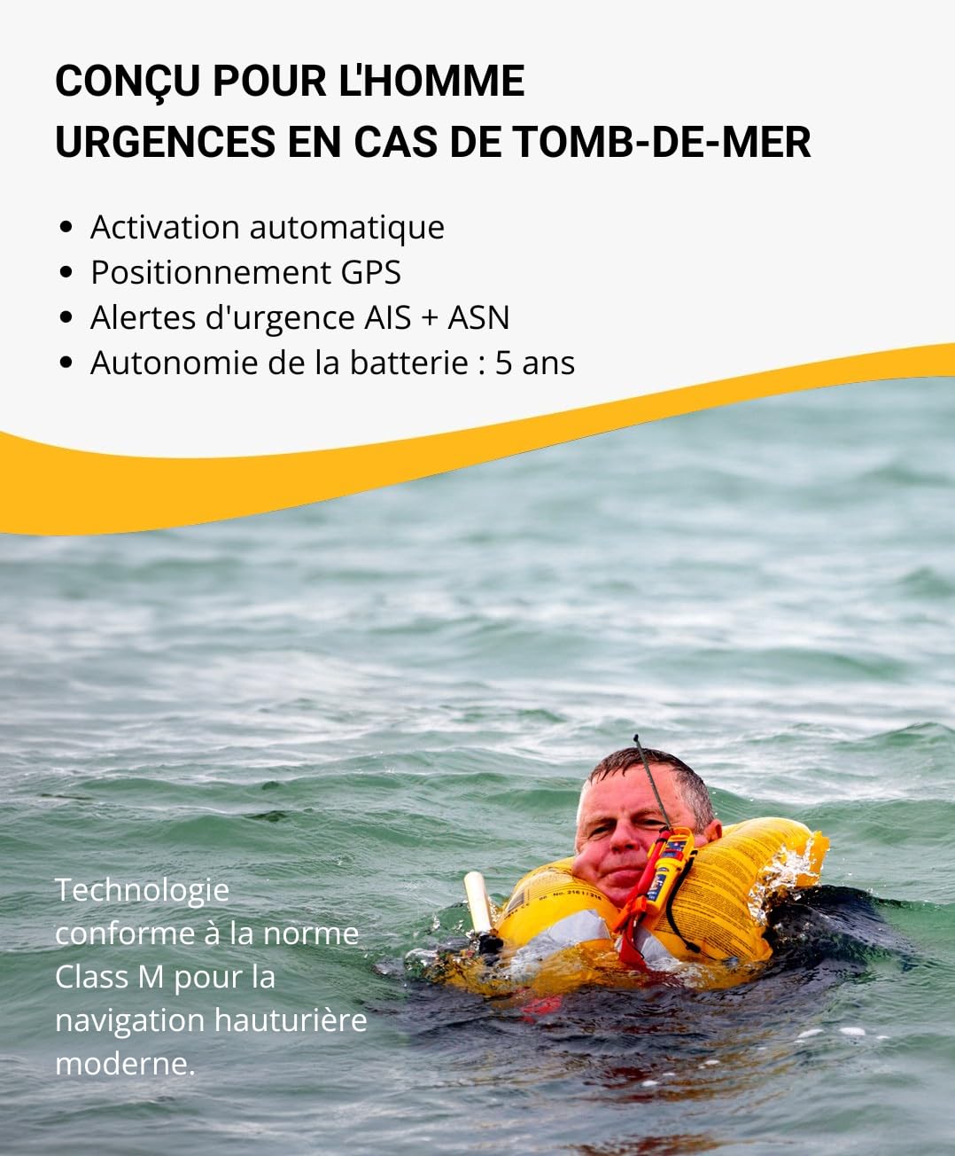 Ocean Signal rescueME MOB2 Radiobaliza Hombre al Agua (Aprobada Clase M) con AIS, DSC y GPS Integrado - Dispositivo de Seguridad Marítima Compacto, Impermeable y de Alerta de Rescate Instantánea | Activación automática del chaleco salvavidas