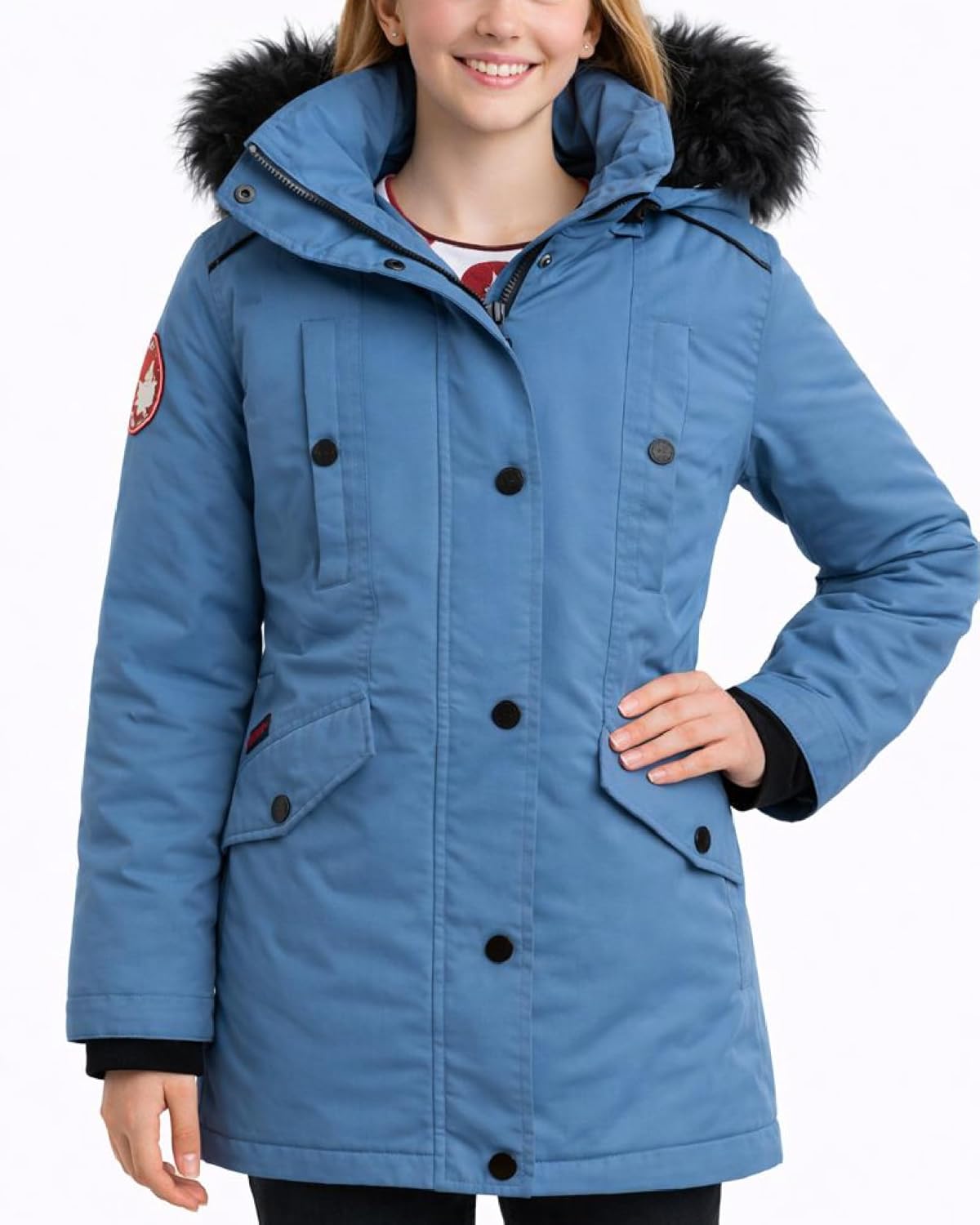 CANADA WEATHER GEAR Girls Winter Coat - Long Length Faux Fur Puffer Ski Jacket Water & Wind Resistant Insulated Fleece Parka