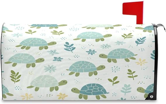 Burbuja Little Turtles Mailbox Cover Magnetic Post Letter Box Cover Mail Wraps for Garden Yard Decor, Standard Size 18x20.7 in