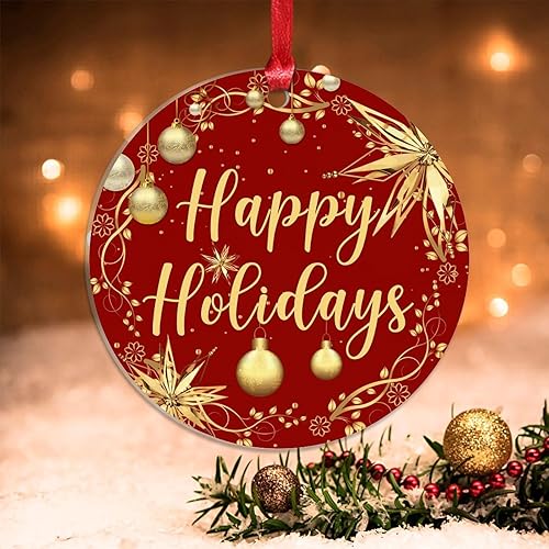 Vista 25 de Christmas Ornament Merry Christmas Y'all Ornament for Christmas Tree Decor Gold Snowflake Ball Wreath Xmas Tree Decorations 3in Acrylic Ornament