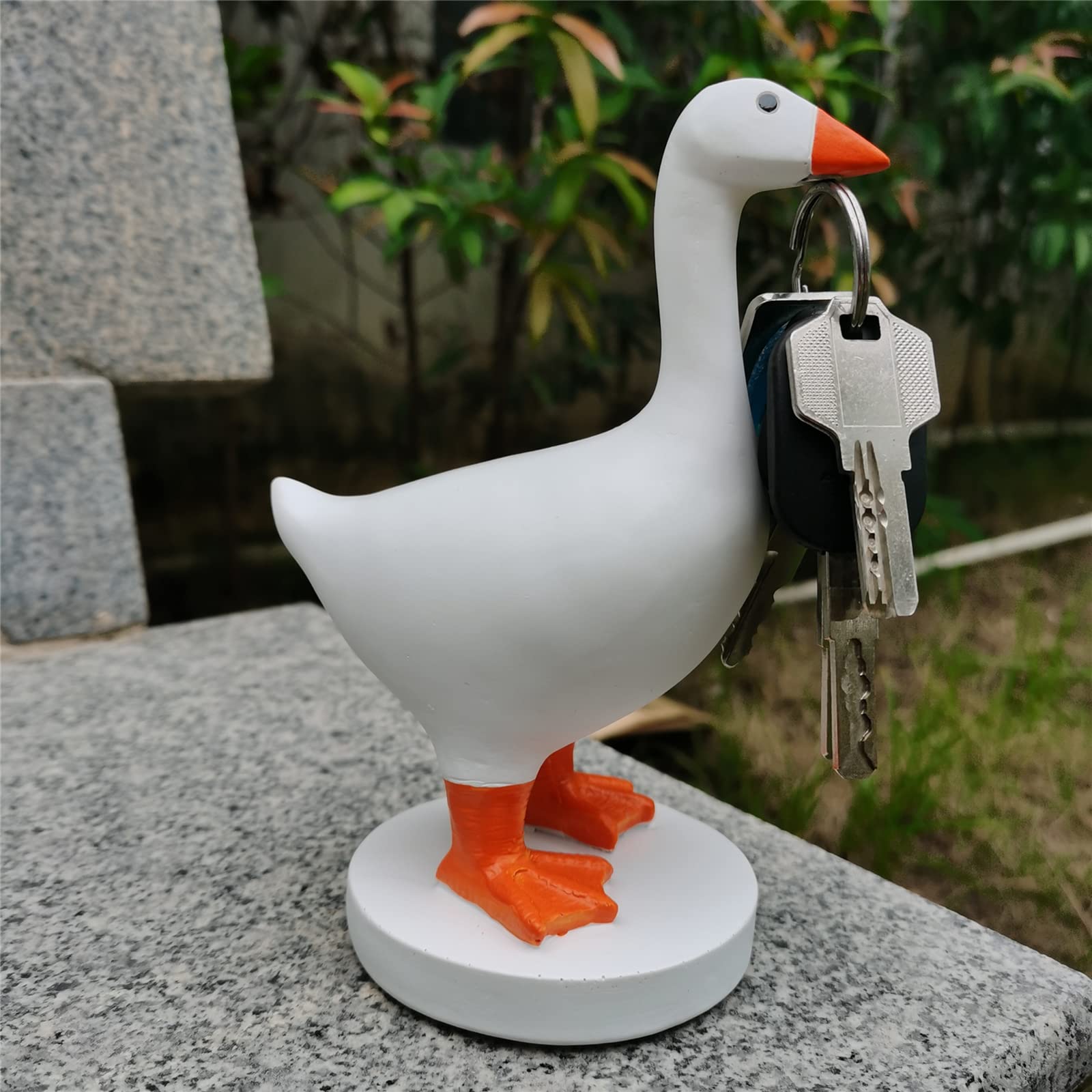 LIBOOI Magnetic Resin Goose Duck Key Holder, Decorative Animal-Shaped Magnetic Key Holder, Orange