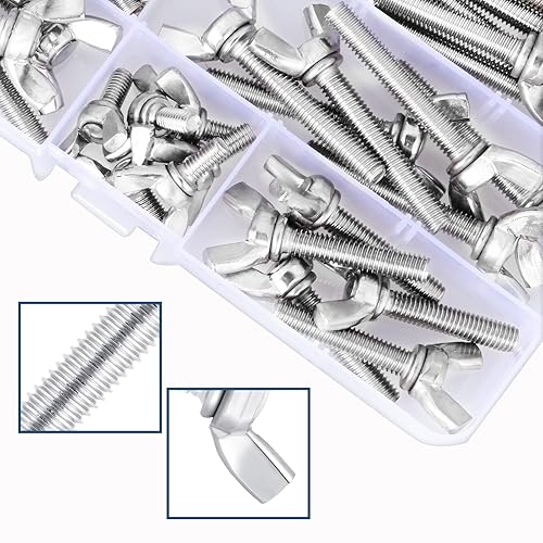 Miniatura 5 de OCR Kit surtido de 50 tornillos de ala, tornillo de pulgar de mariposa de acero inoxidable 304, cierres de perno de ala métrica M6