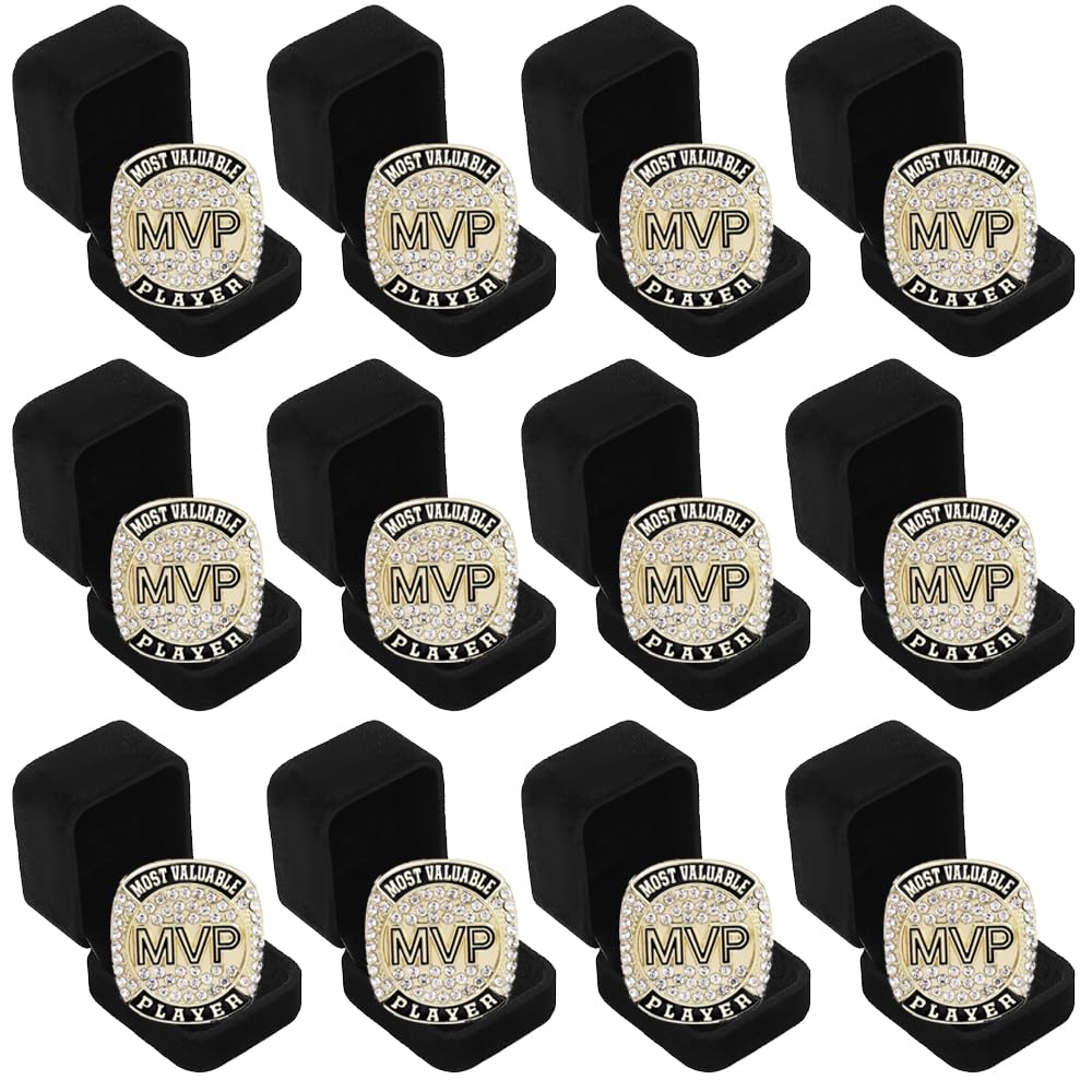 6 Stück MVP-Ring, Baseball, Fußball, Basketball, Klasse, High School, College, Eishockey, Sport, Meisterschaft, Trophäe, Ring für Gewinner, Turnier, Team, Auszeichnung, Geschenk