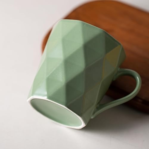 Miniatura 5 de Juego de 6 tazas de porcelana de 11 onzas, juego de tazas de té y cacao, verde matcha, mate